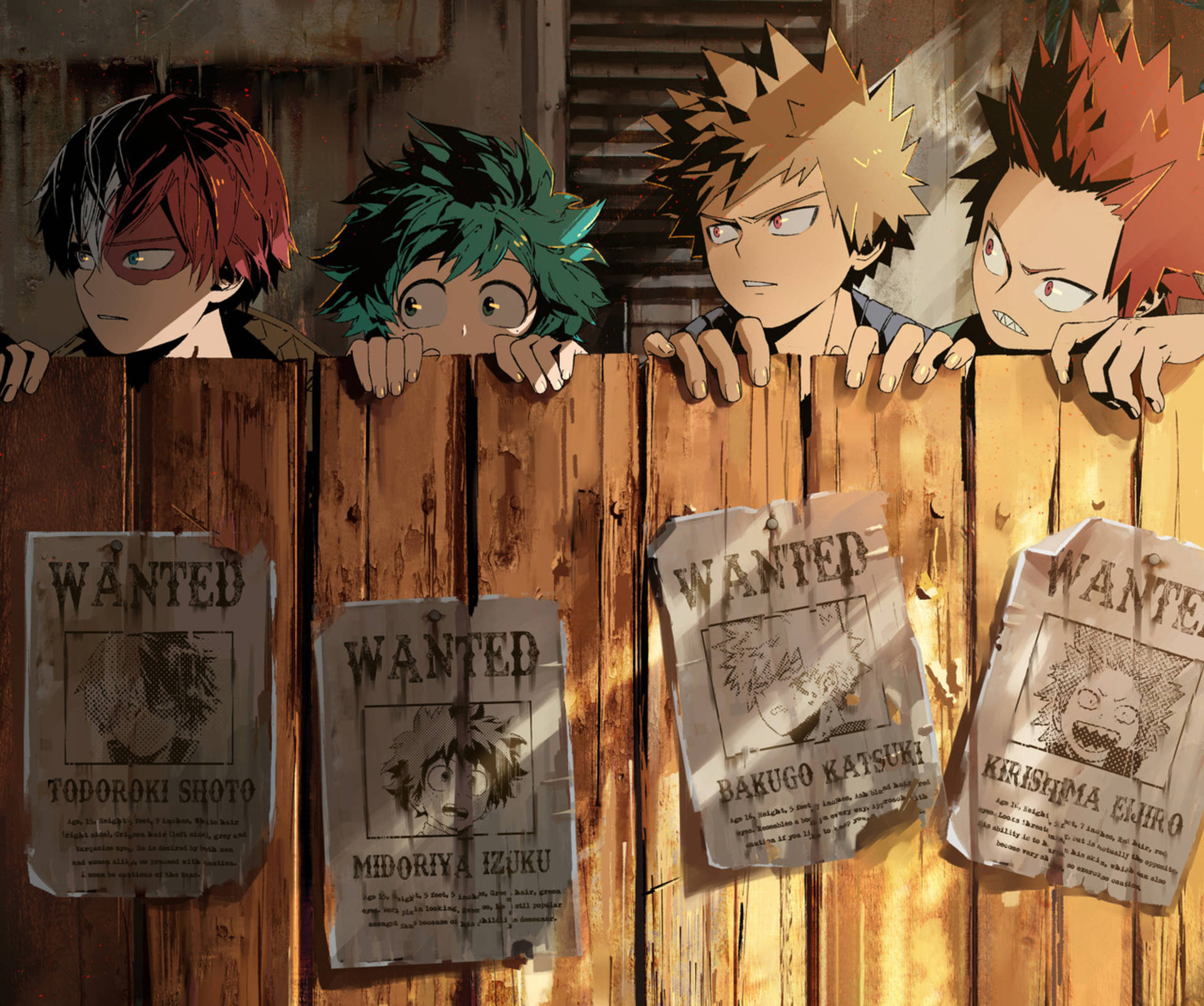 Deku X Todoroki X Bakugou, wanted poster, anime heroes, Full HD Desktop Wallpaper