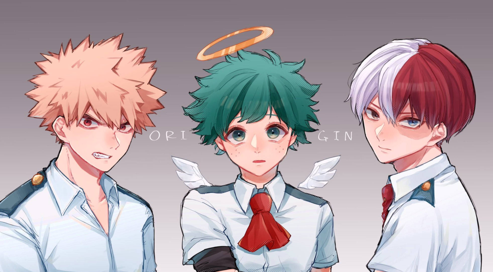 Deku, Todoroki, Bakugou, Full HD Desktop Wallpaper