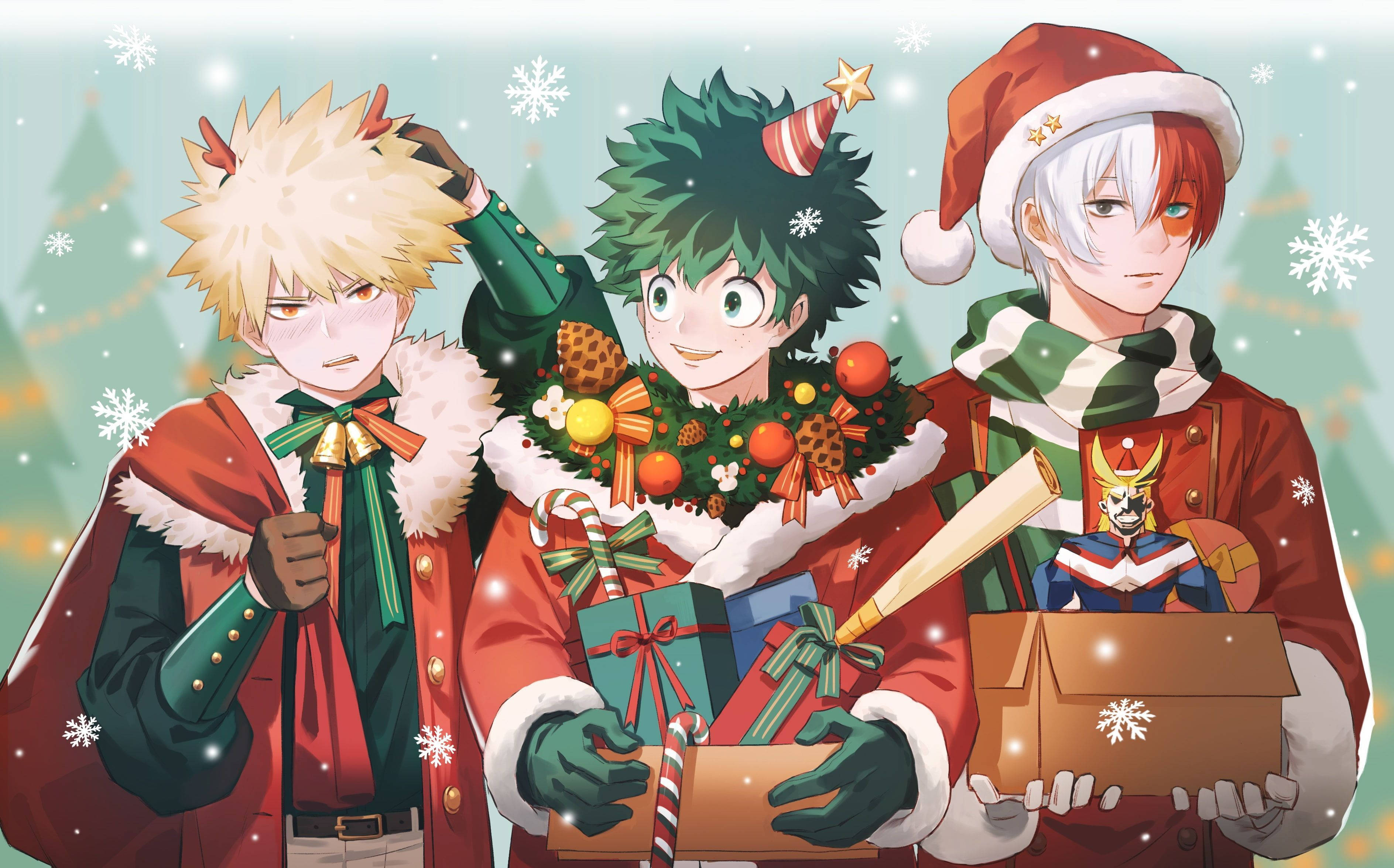 Deku, Todoroki, Bakugou, 2K Desktop Wallpaper