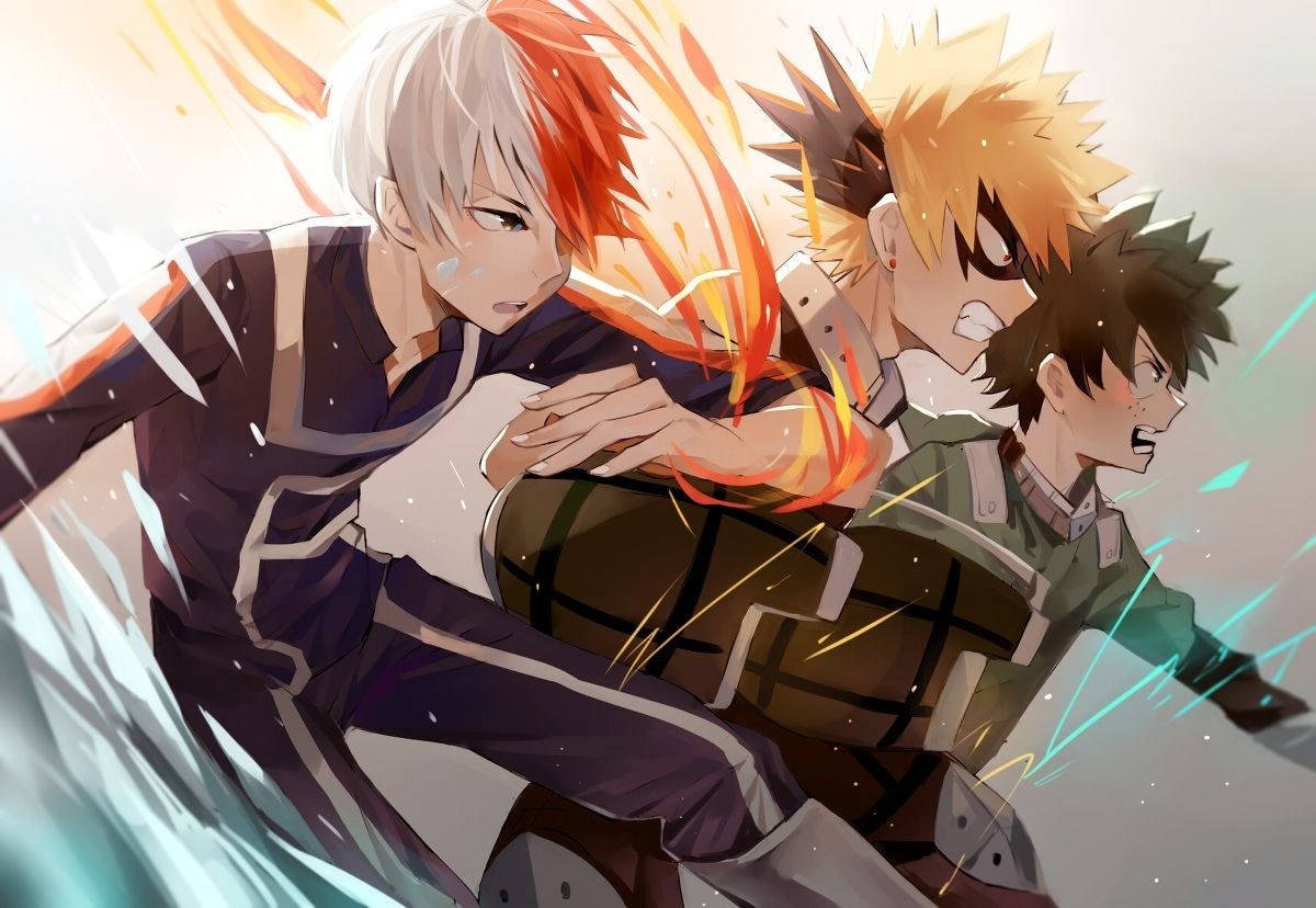 Deku, Todoroki, Bakugou, SD Desktop Wallpaper