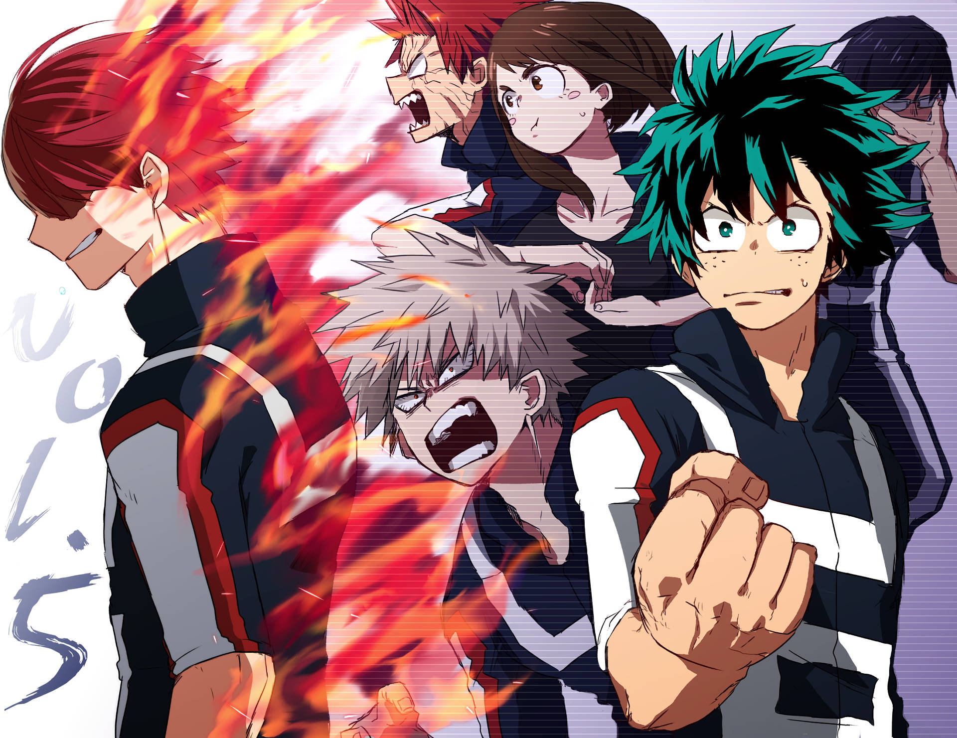 Deku, Todoroki, Bakugou, Full HD Desktop Wallpaper