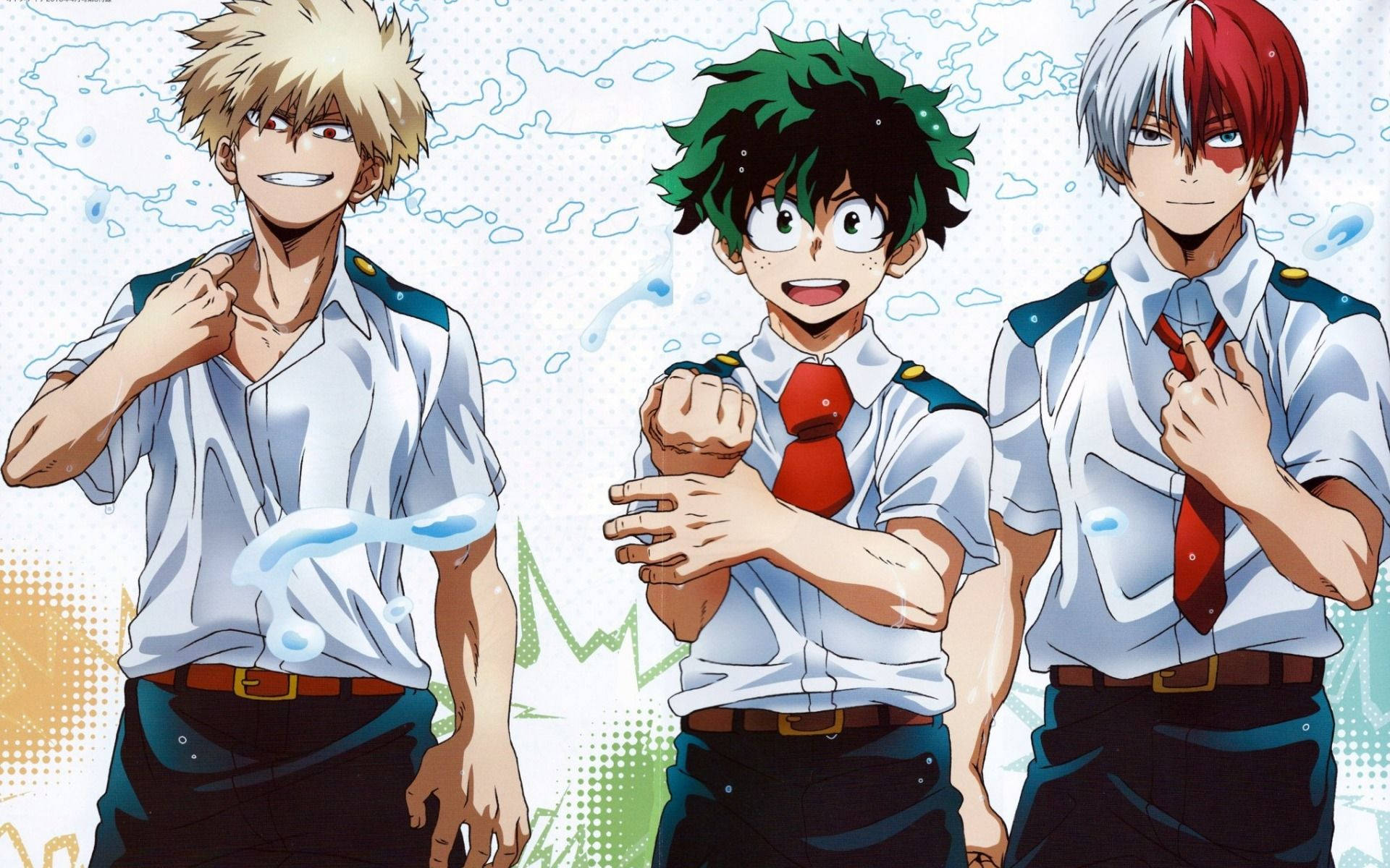 Deku, Todoroki, Bakugou, Full HD Desktop Wallpaper