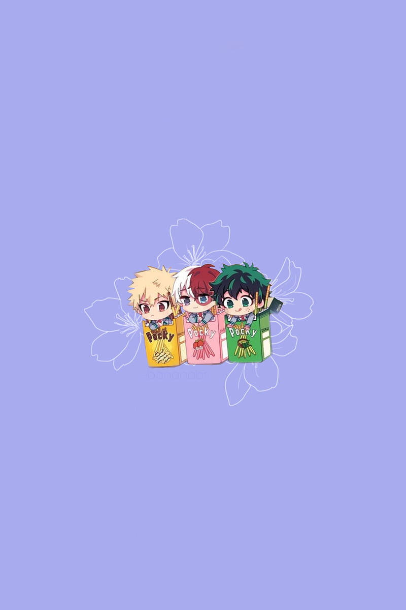 Deku, Todoroki, Bakugou, SD Phone Wallpaper
