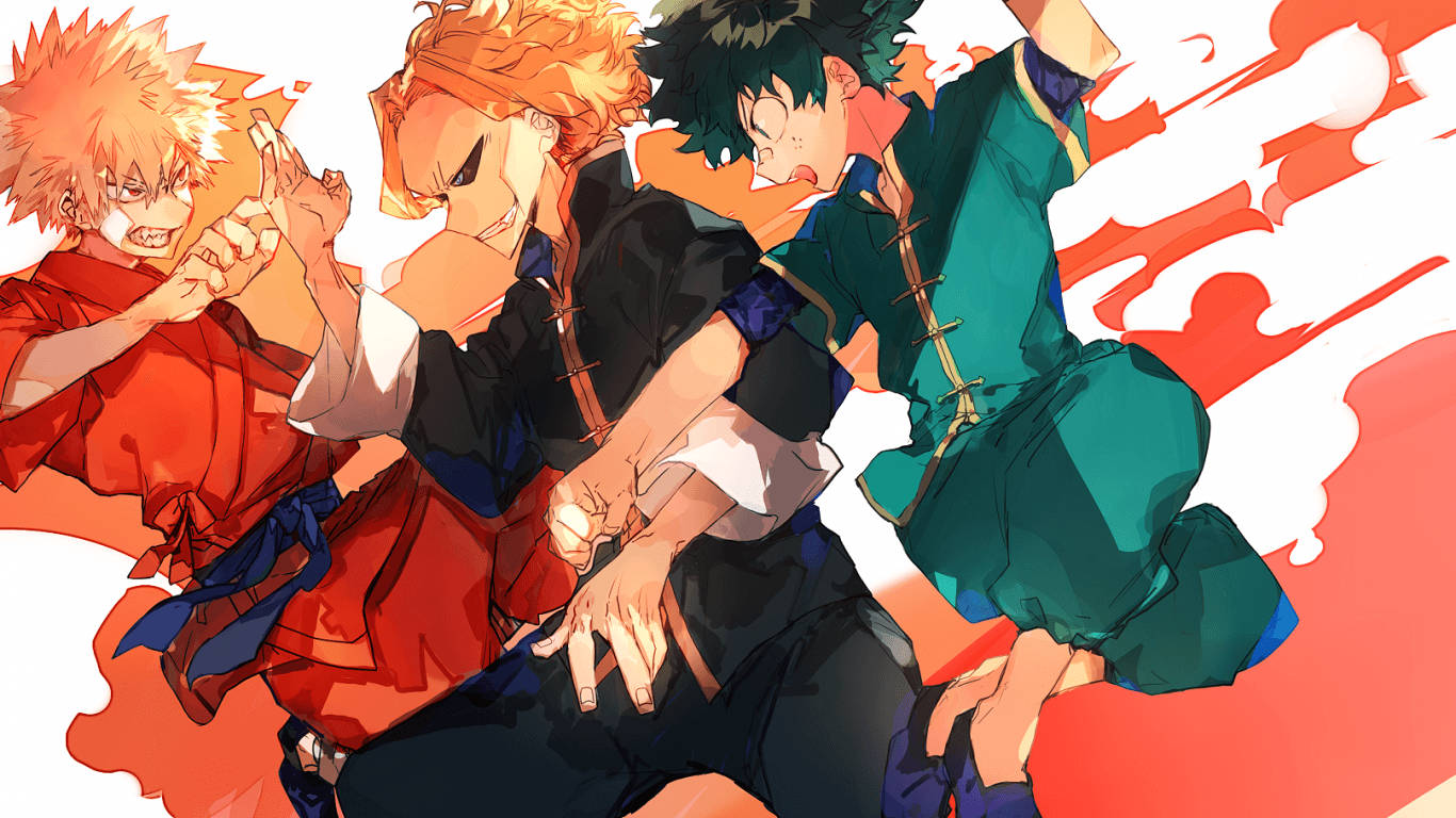 Deku, Todoroki, Bakugou, HD Desktop Wallpaper