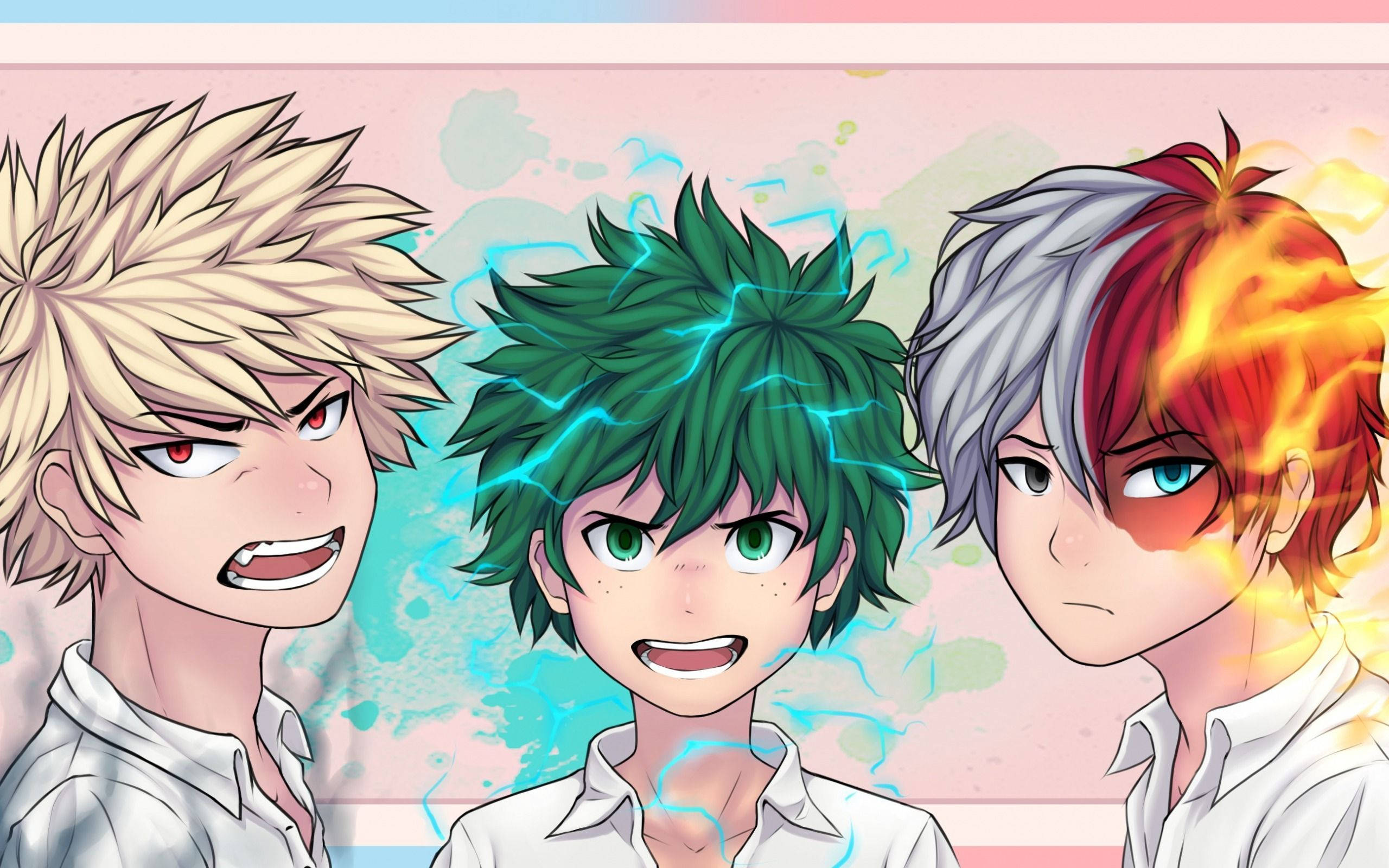 Deku, Todoroki, Bakugou, 2K Desktop Wallpaper