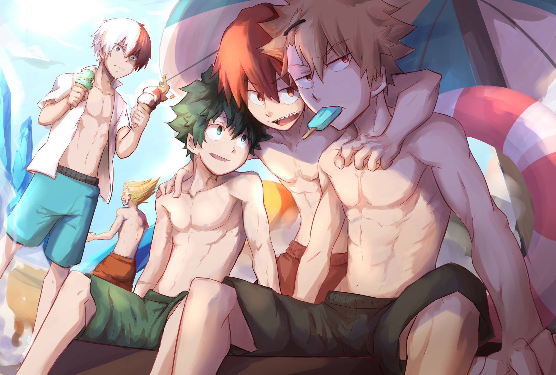 Deku, Todoroki, Bakugou, Full HD Desktop Wallpaper