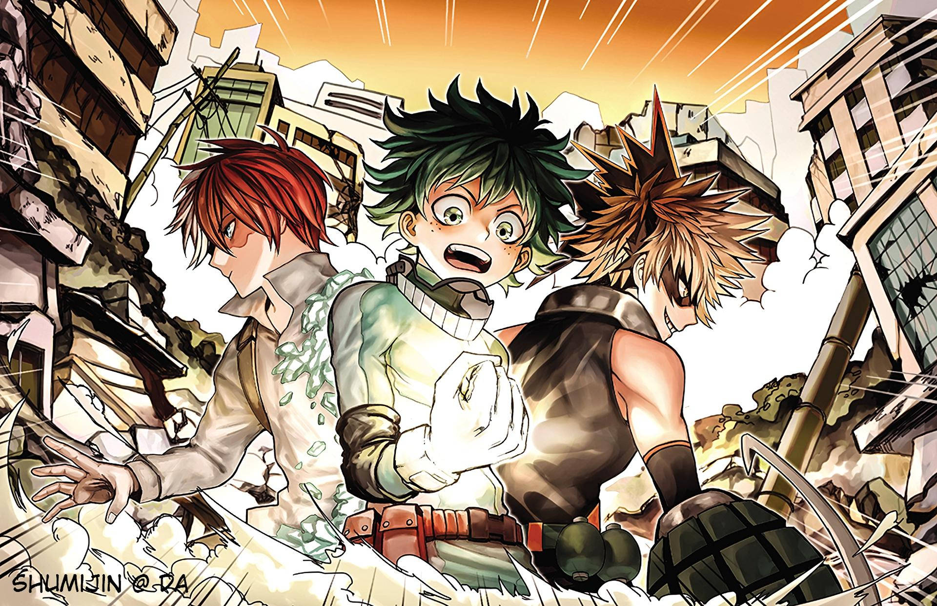 Deku, Todoroki, Bakugou, Full HD Desktop Wallpaper