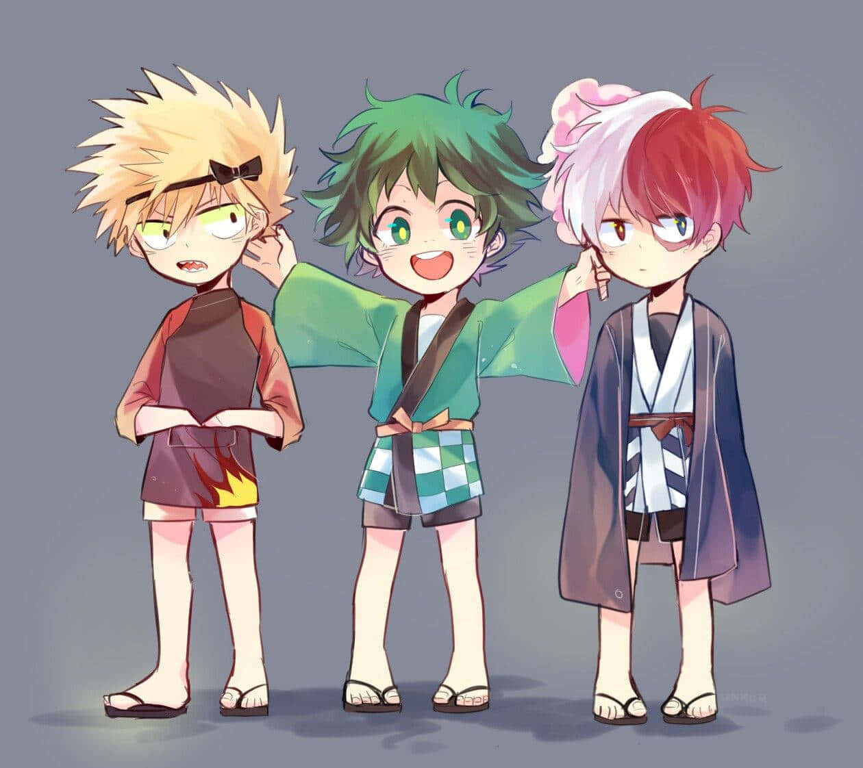 Deku, Todoroki, Bakugou, SD Desktop Wallpaper