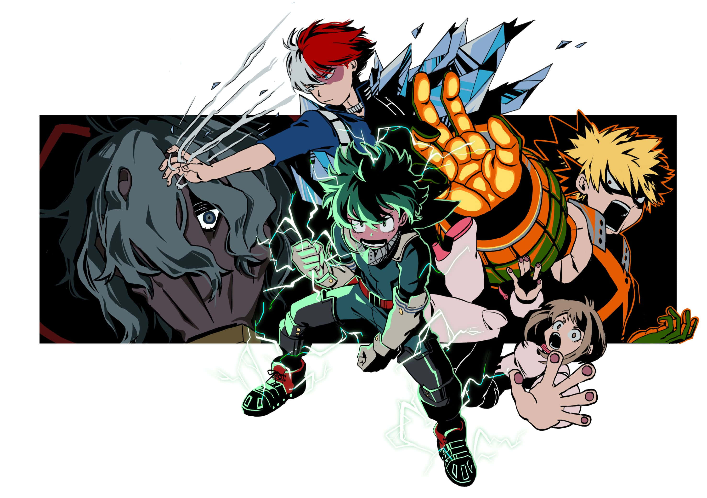 Deku, Todoroki, electric energy, 2K Desktop Wallpaper