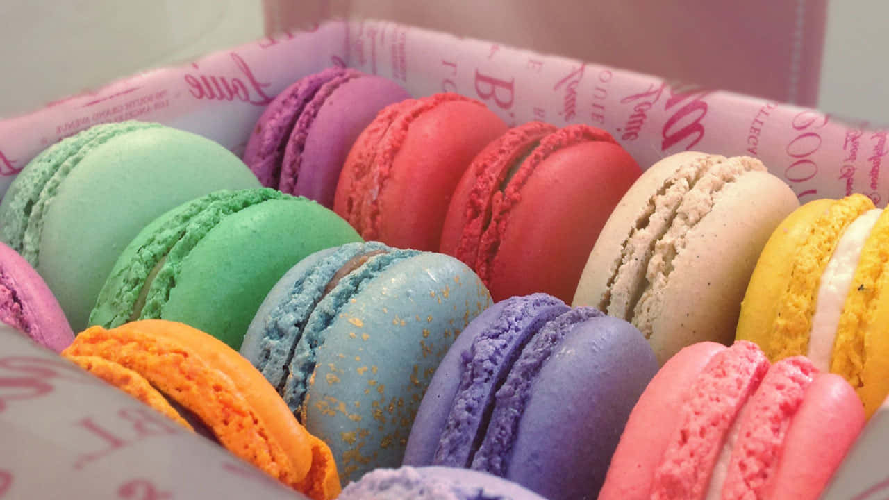 Delectable, macaroons, branded box, HD Desktop Wallpaper