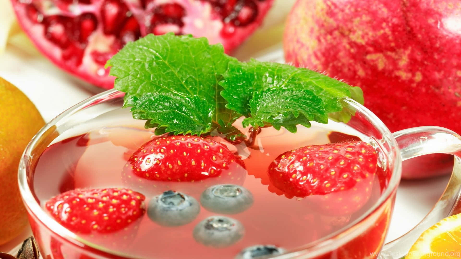 Delectable, strawberry juice, vibrant red fruit tea, Full HD Desktop Wallpaper