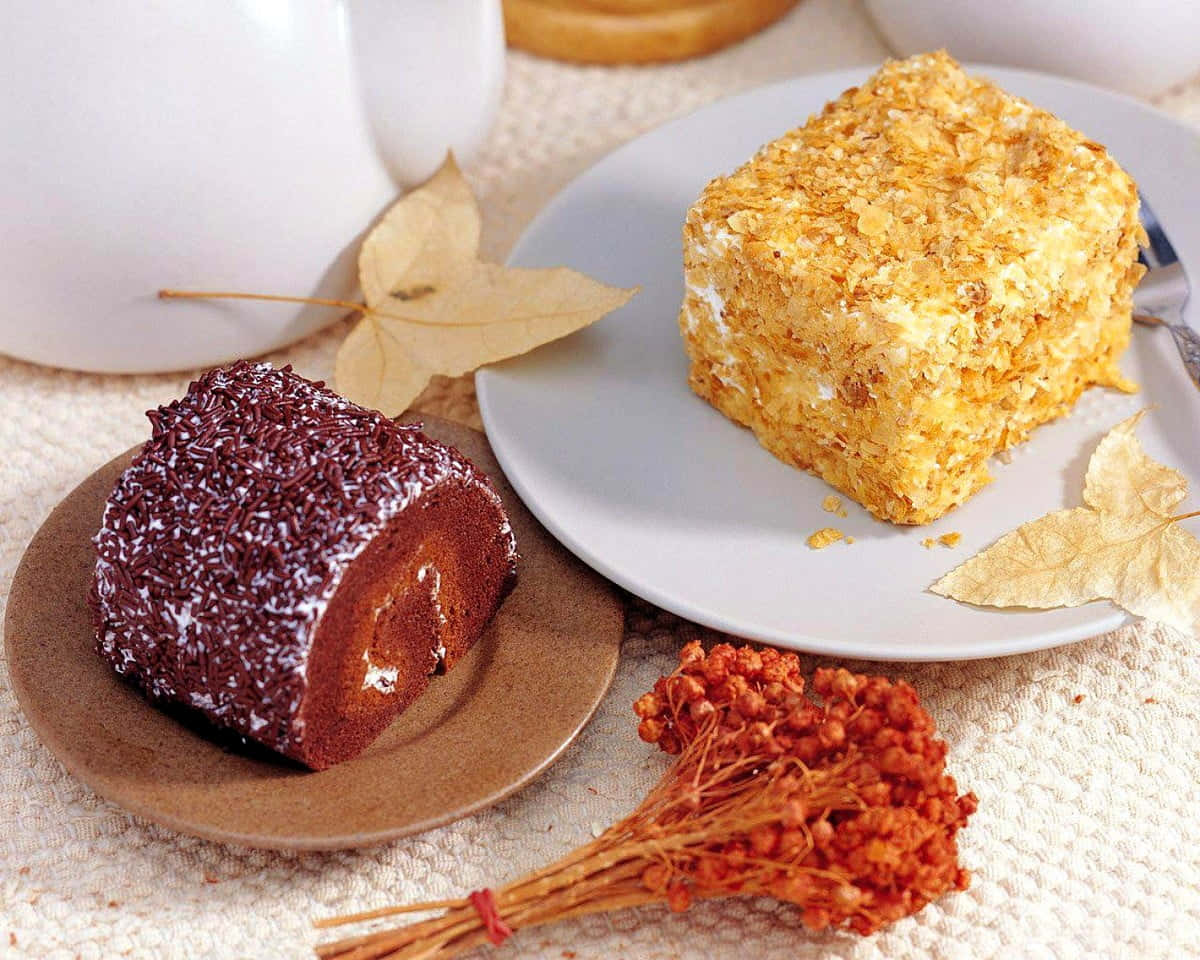 Delectable Cake Roll, chocolate rolled, golden crumbly, SD Desktop Wallpaper