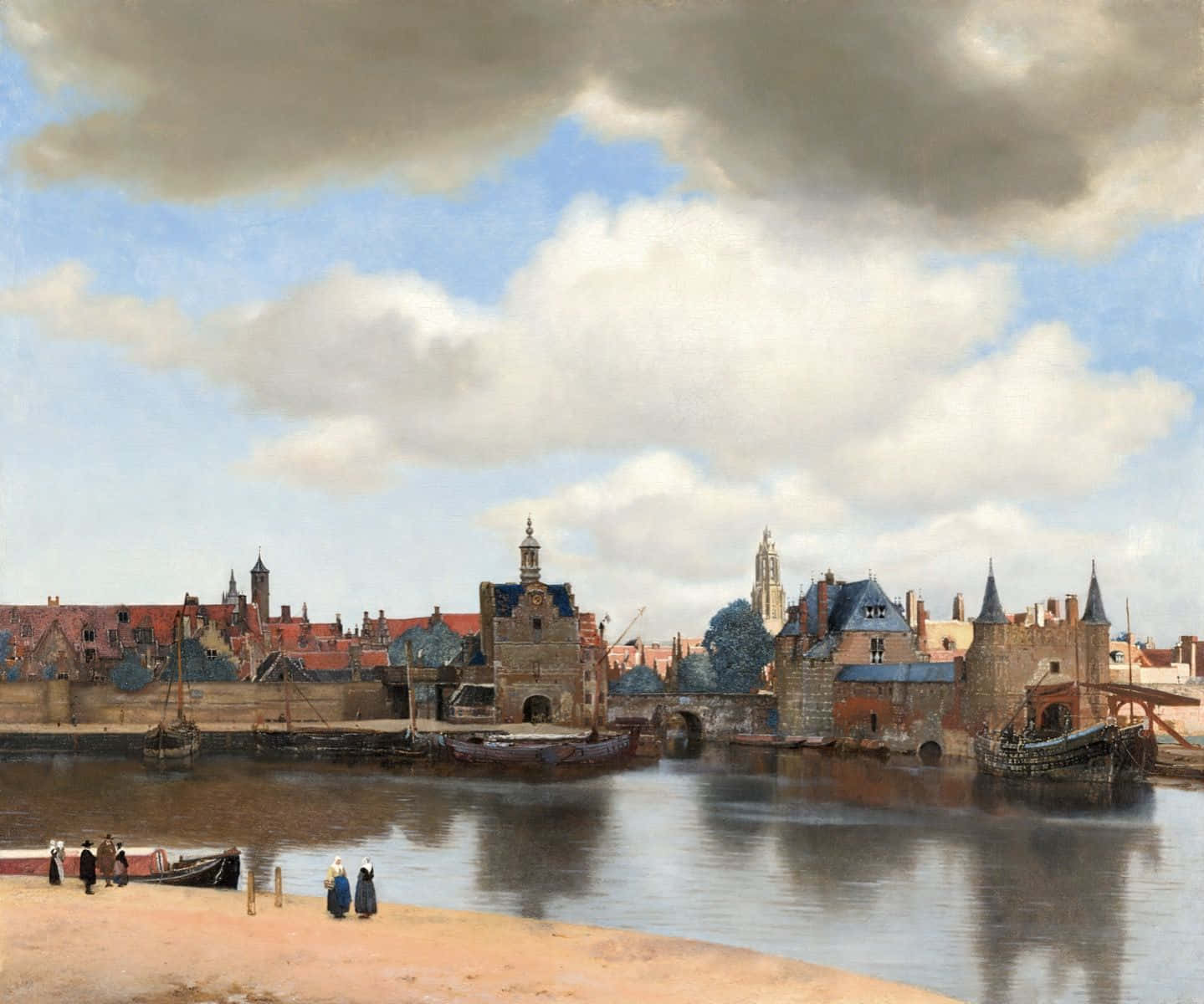 View of Delft, Delft, canal scene, HD Desktop Wallpaper