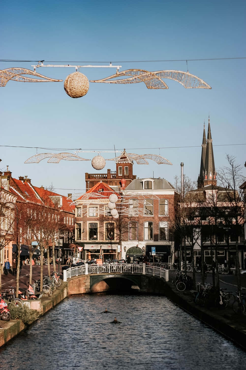 Delft, canal, historic brick buildings, HD Phone Wallpaper