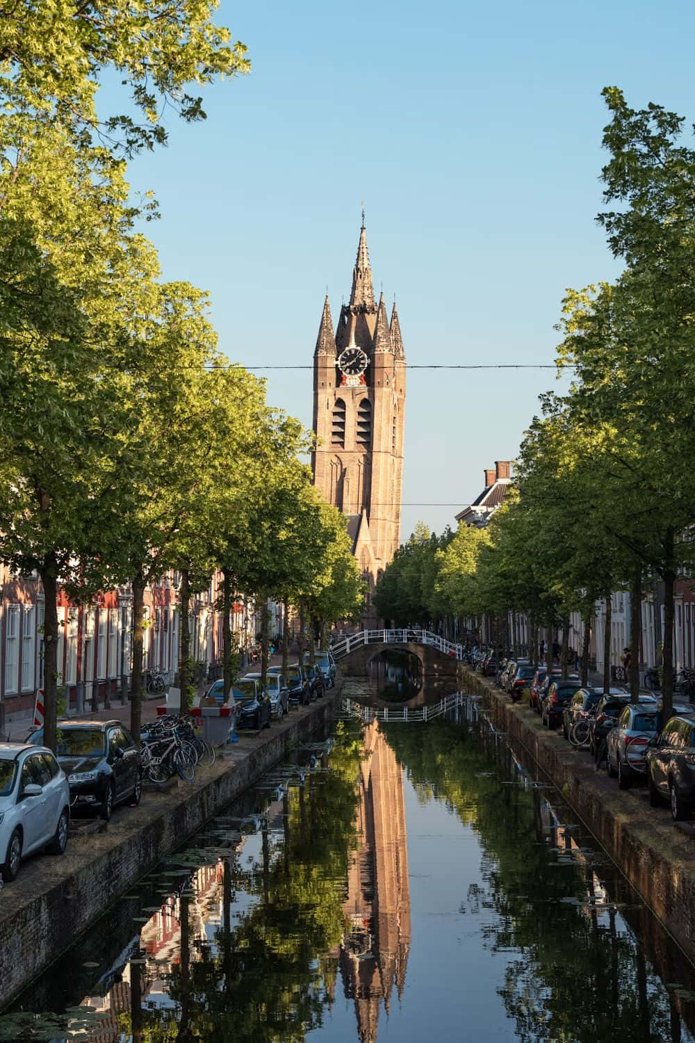 Delft, canal, church tower, HD Phone Wallpaper
