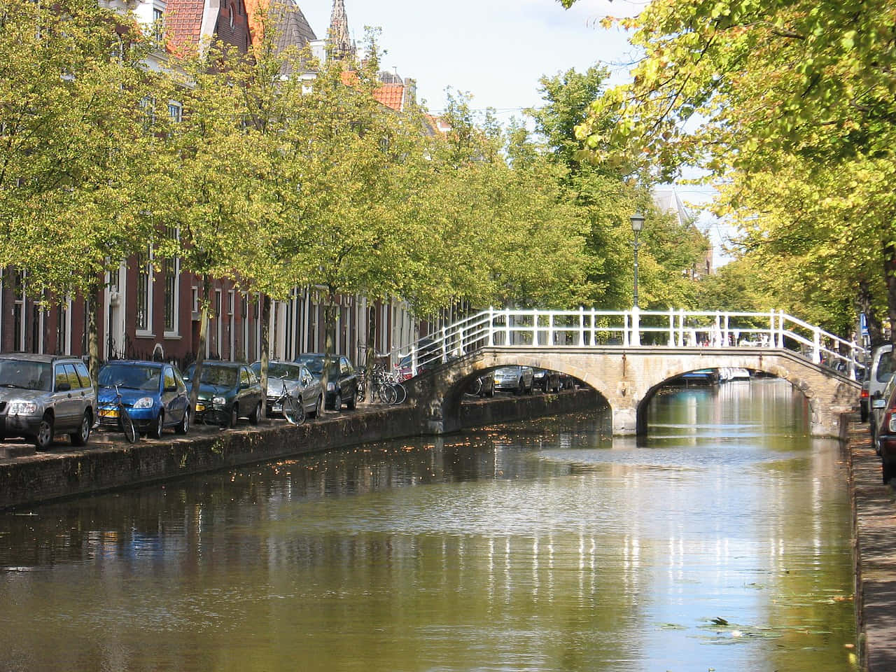 Delft, canal, stone bridge, HD Desktop Wallpaper