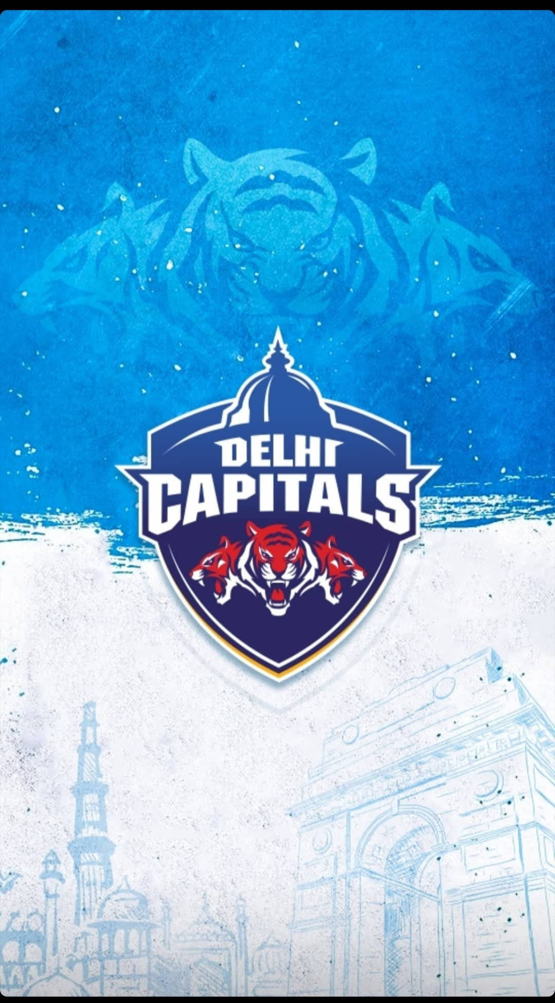 Delhi Capitals, roaring tiger emblem, blue textured background, Full HD Phone Wallpaper
