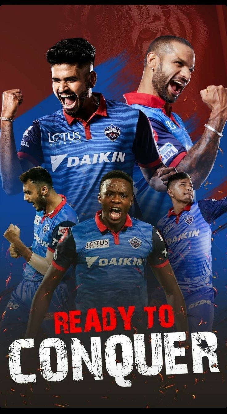 Delhi Capitals, blue jerseys, fiery red and blue background, HD Phone Wallpaper