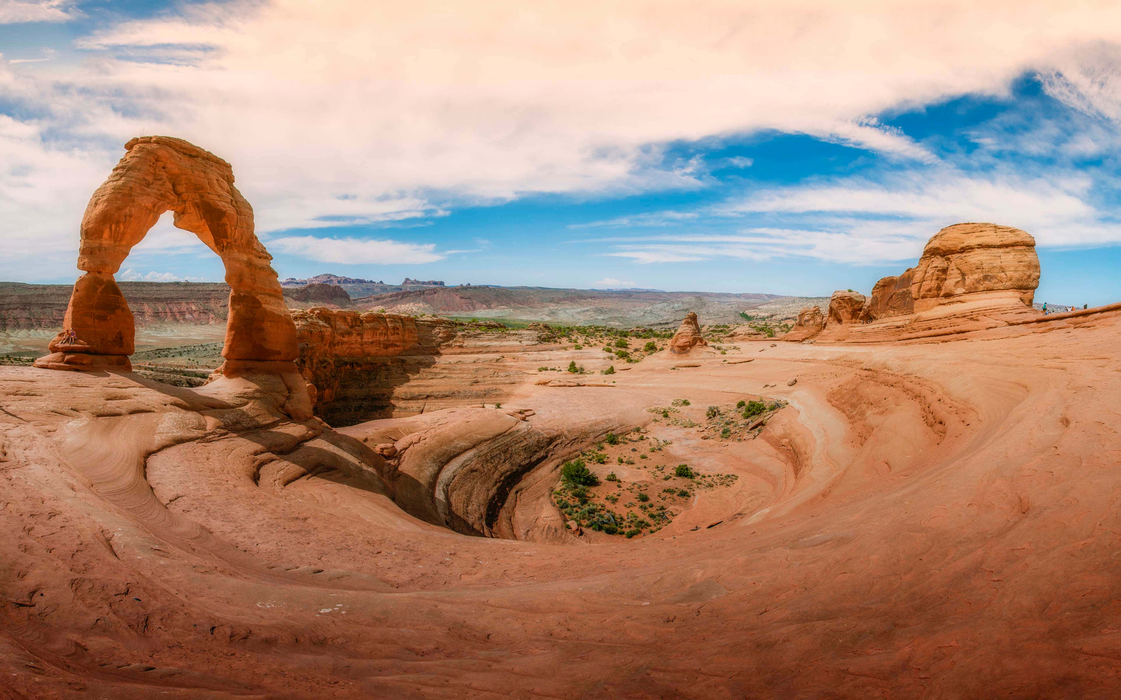 Delicate Arch, land vortex, orange sandstone arch, 4K Desktop Wallpaper