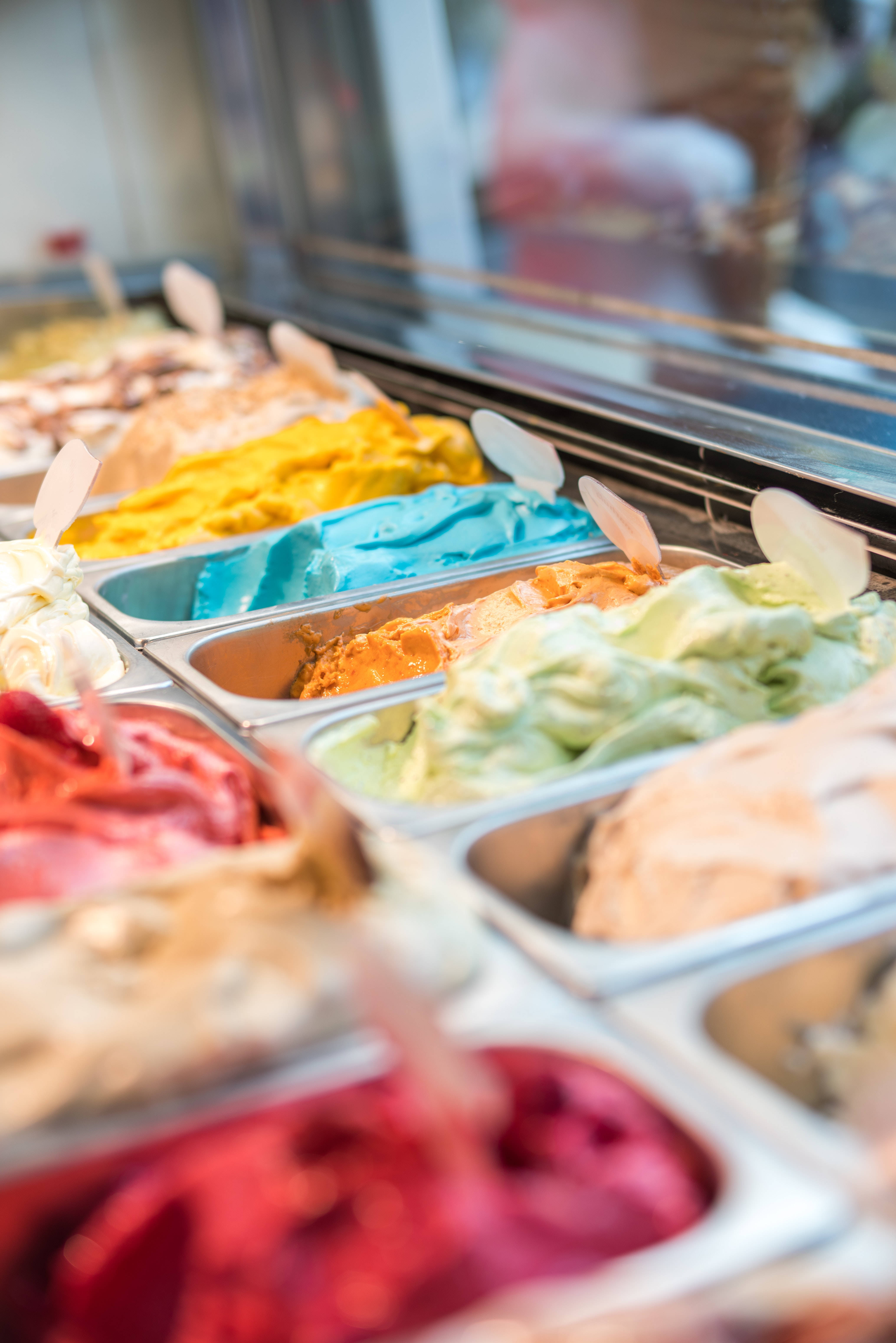 assorted ice cream, gelato, metal tubs, 5K Phone Wallpaper