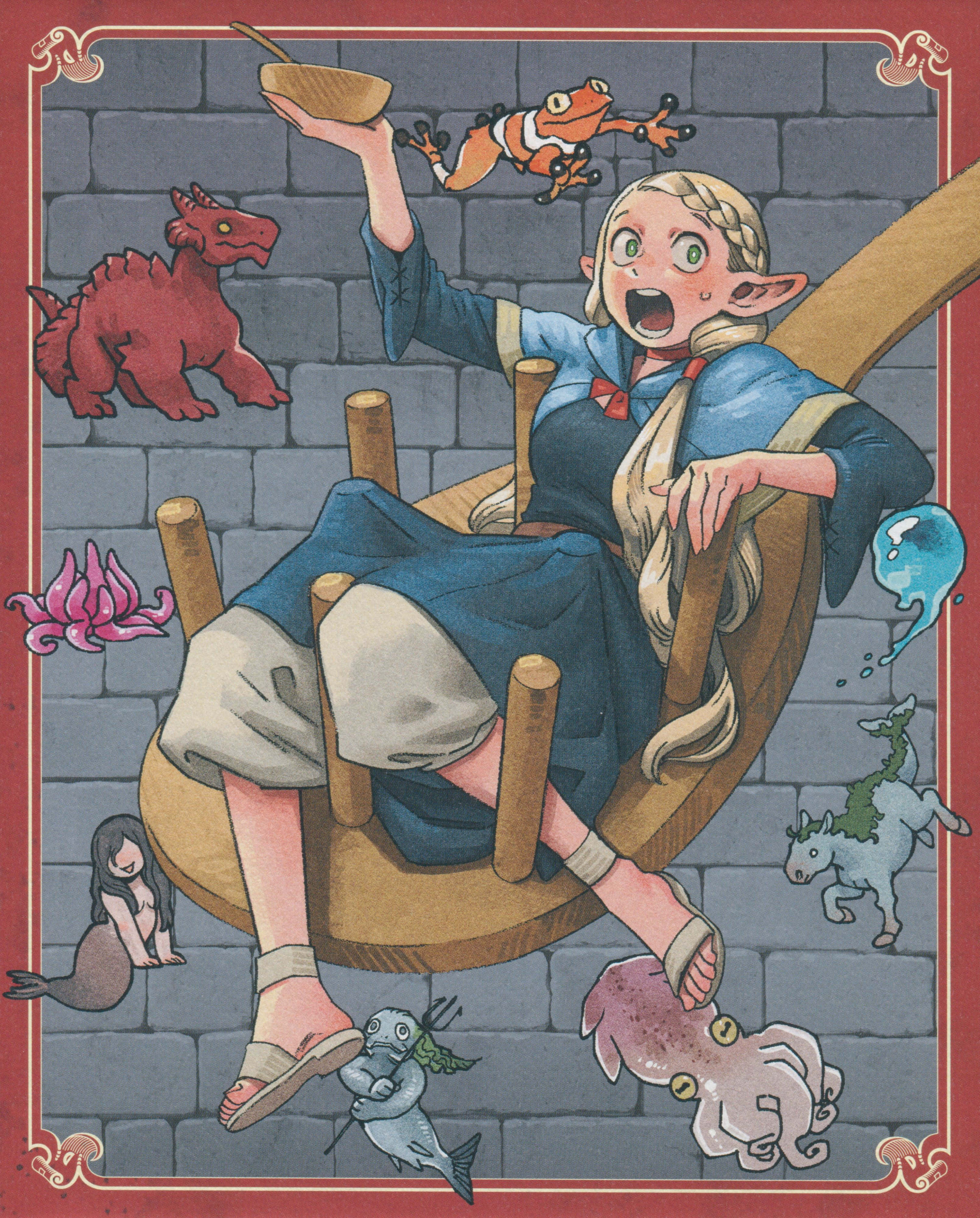 Delicious In Dungeon, elf girl, blue dress, 4K Phone Wallpaper