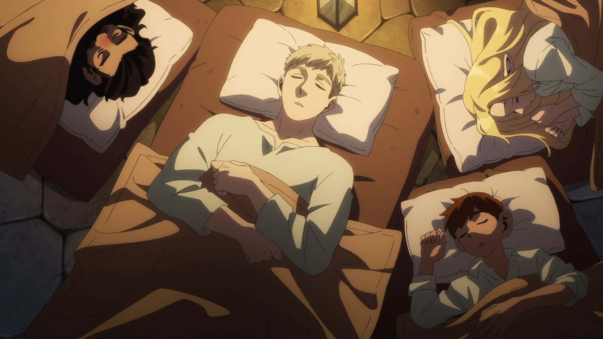 Delicious In Dungeon, anime characters, sleep peacefully, Full HD Desktop Wallpaper