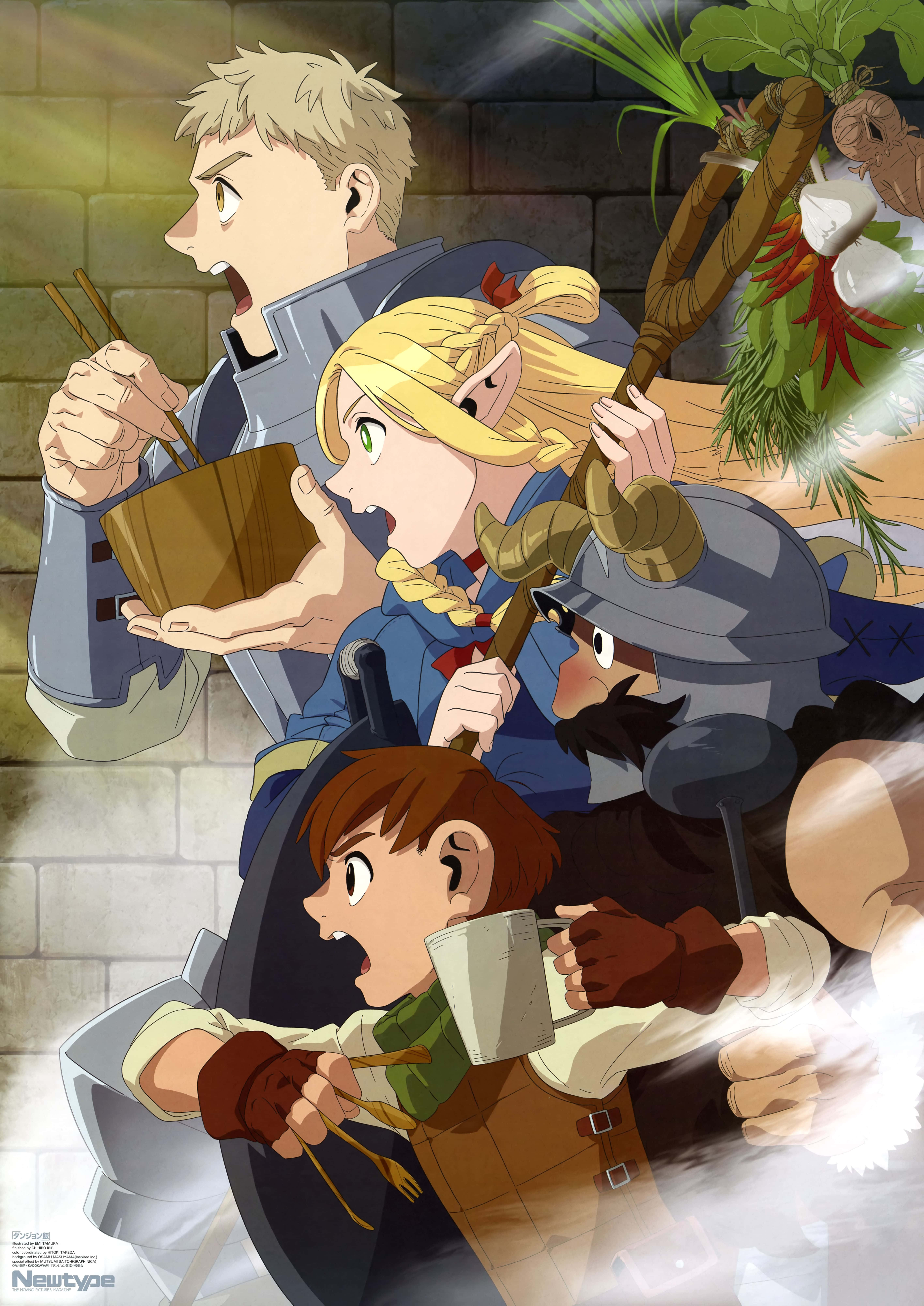 Delicious In Dungeon, adventurers, armor, 8K Phone Wallpaper