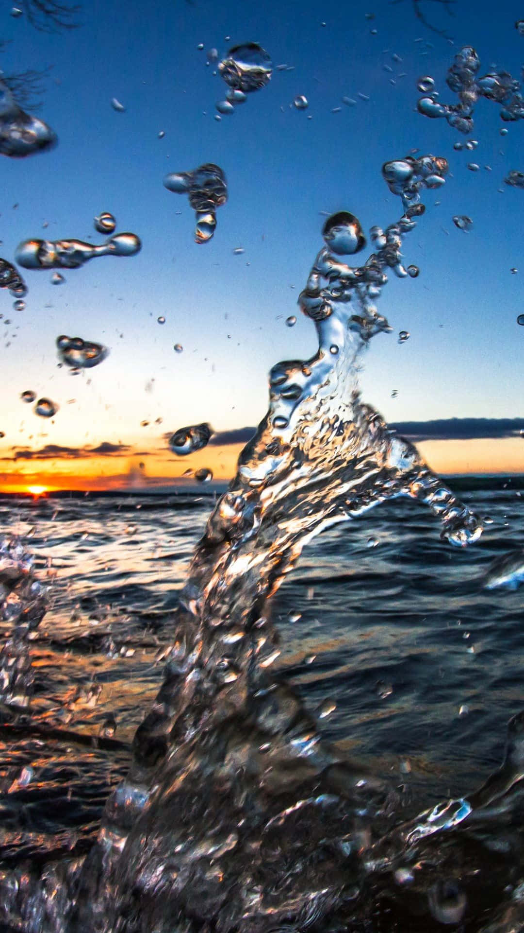 ocean water, sunlight, vibrant sunset sky, Full HD Phone Wallpaper