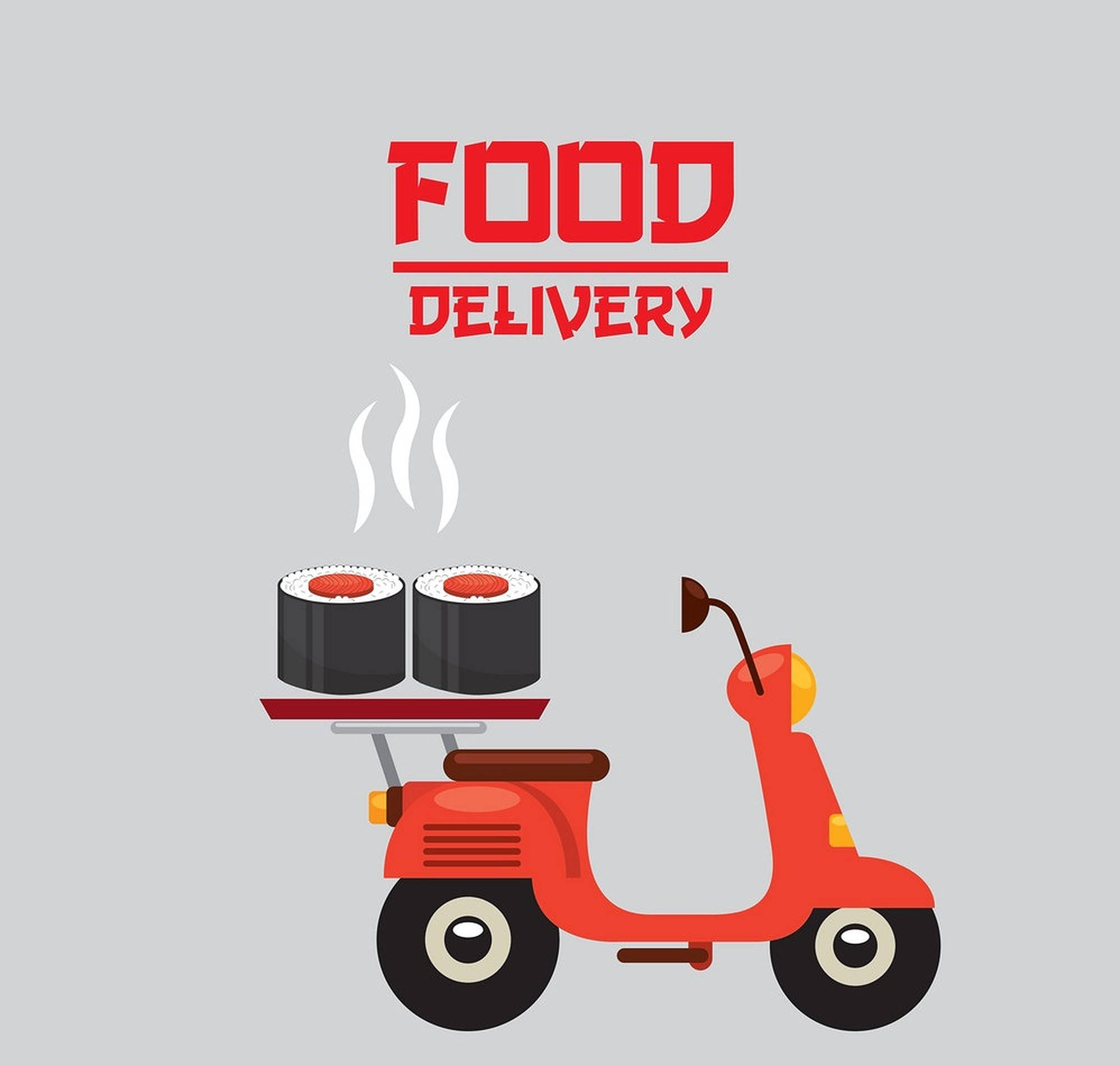 sushi rolls, red scooter, steaming, Full HD Desktop Wallpaper