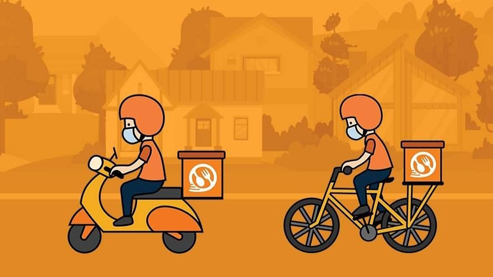 orange gear, scooter, bike, Full HD Desktop Wallpaper