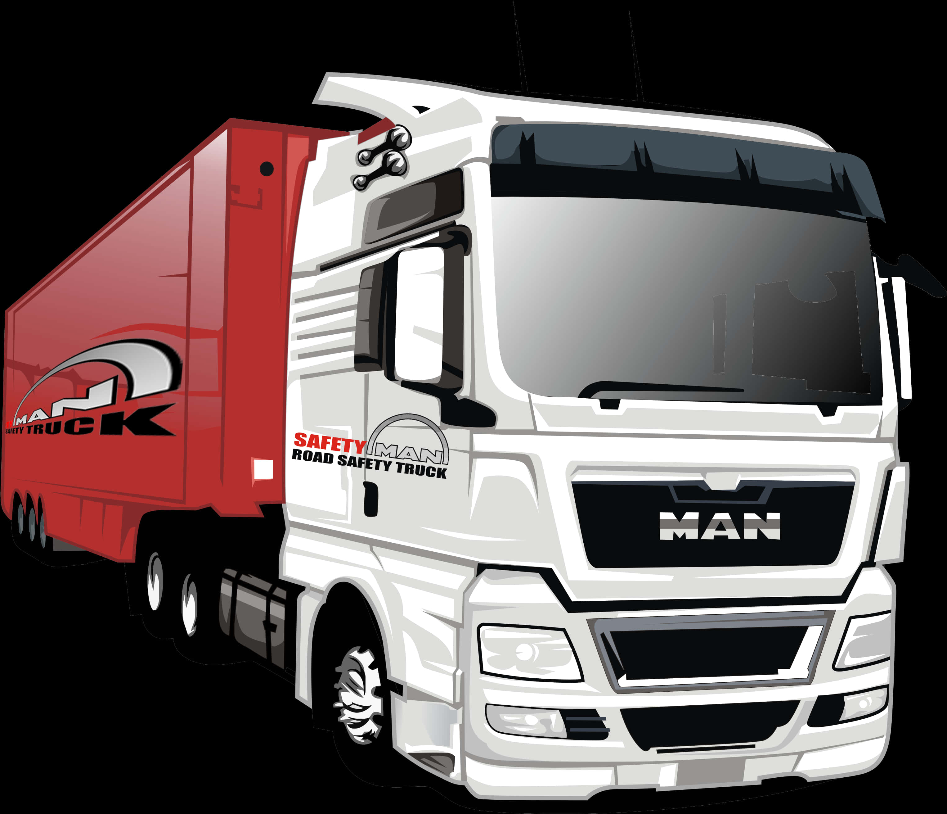 MAN, safety truck, white and red, 2K Desktop Wallpaper