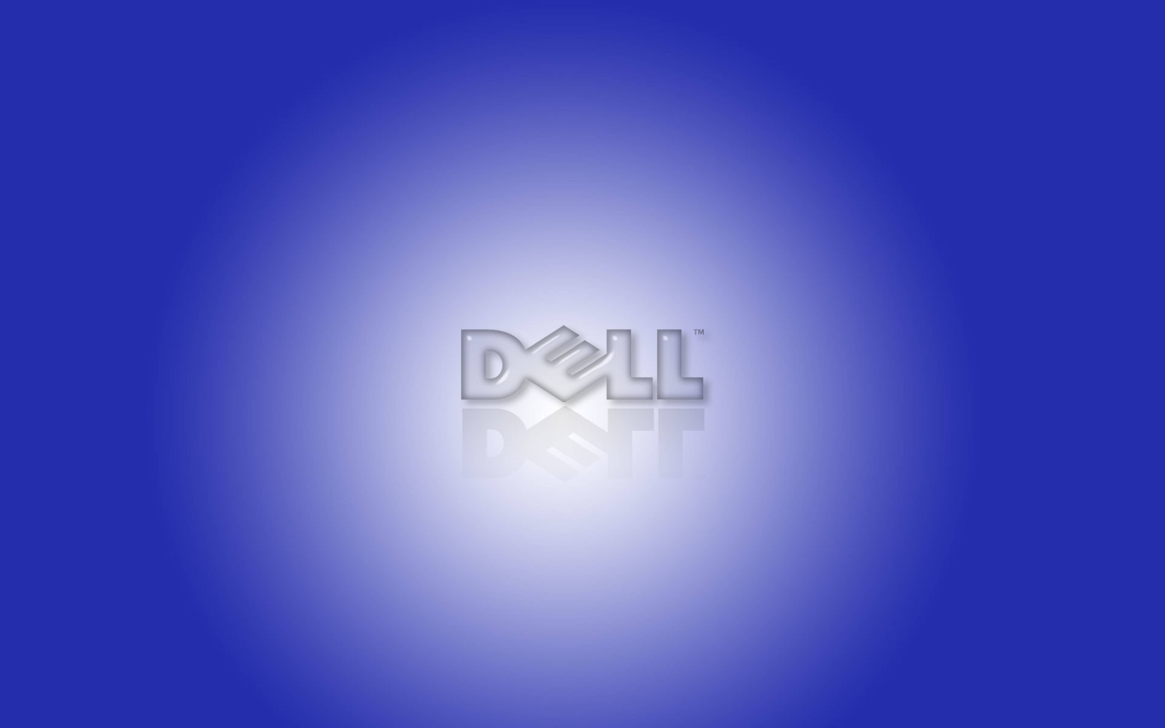 Dell 4K, silver Dell logo, gradient blue background, 4K Desktop Wallpaper