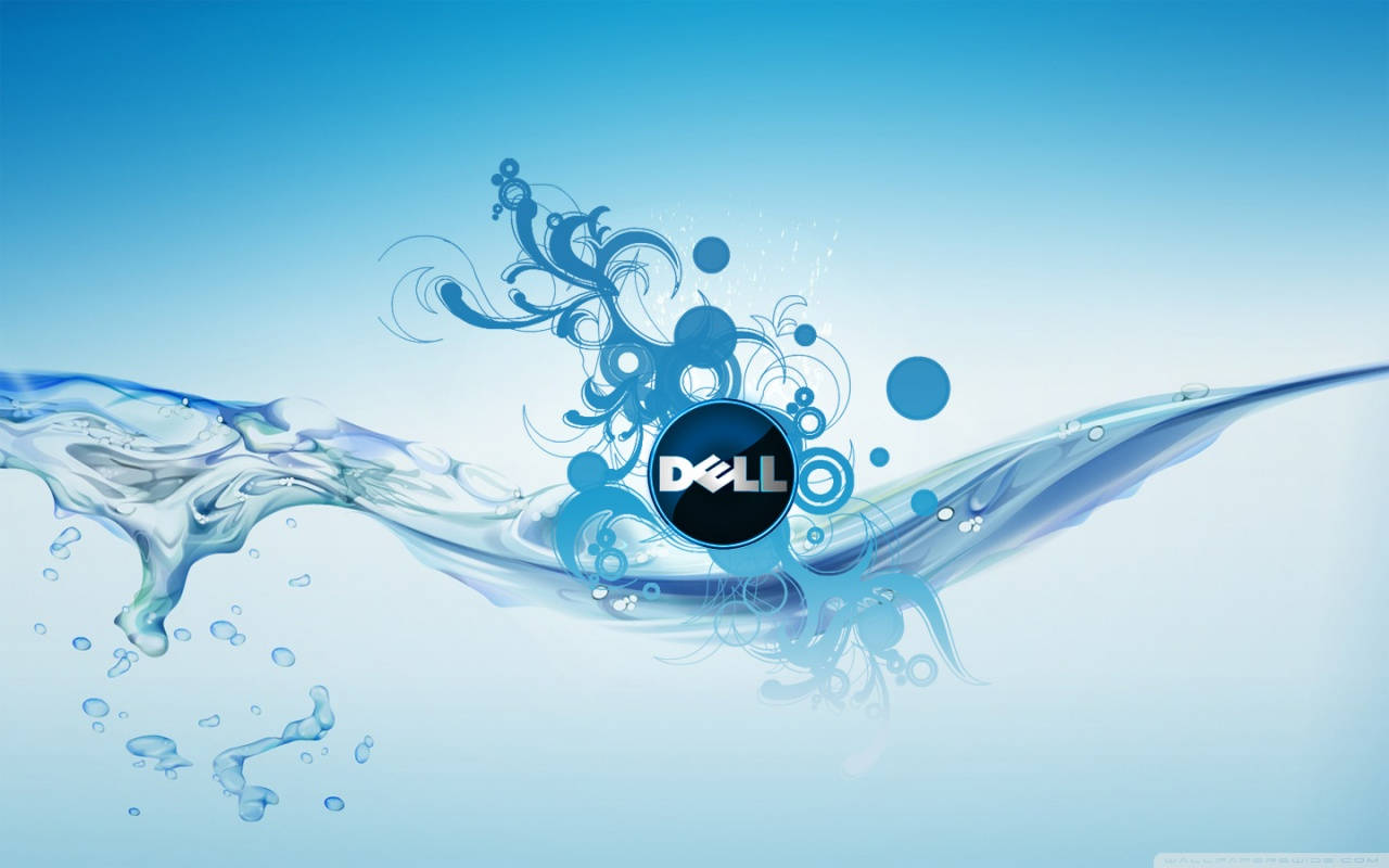Dell HD, light blue background, Dell logo, HD Desktop Wallpaper
