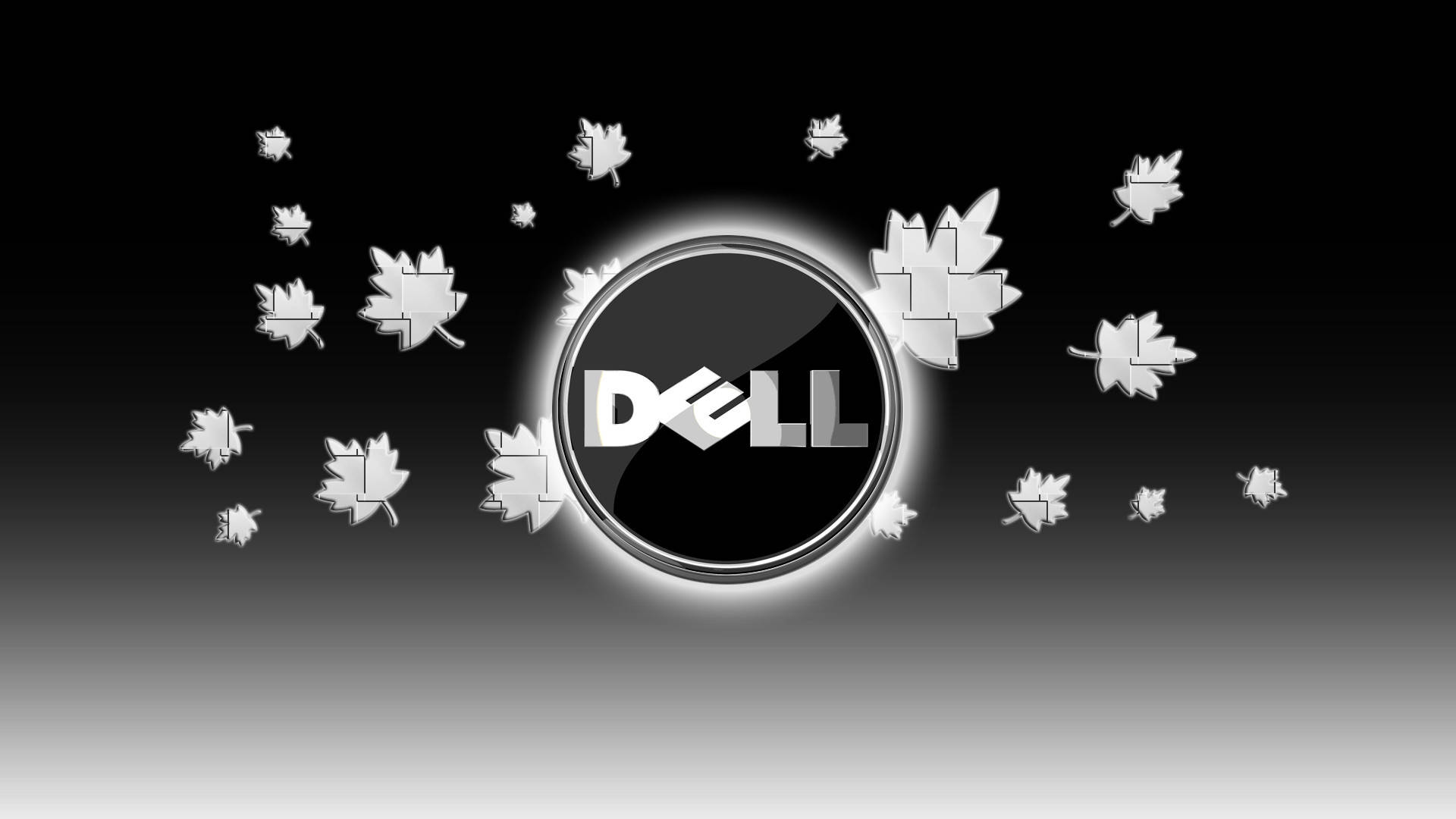 Dell HD, Dell logo, silver maple leaves, Full HD Desktop Wallpaper