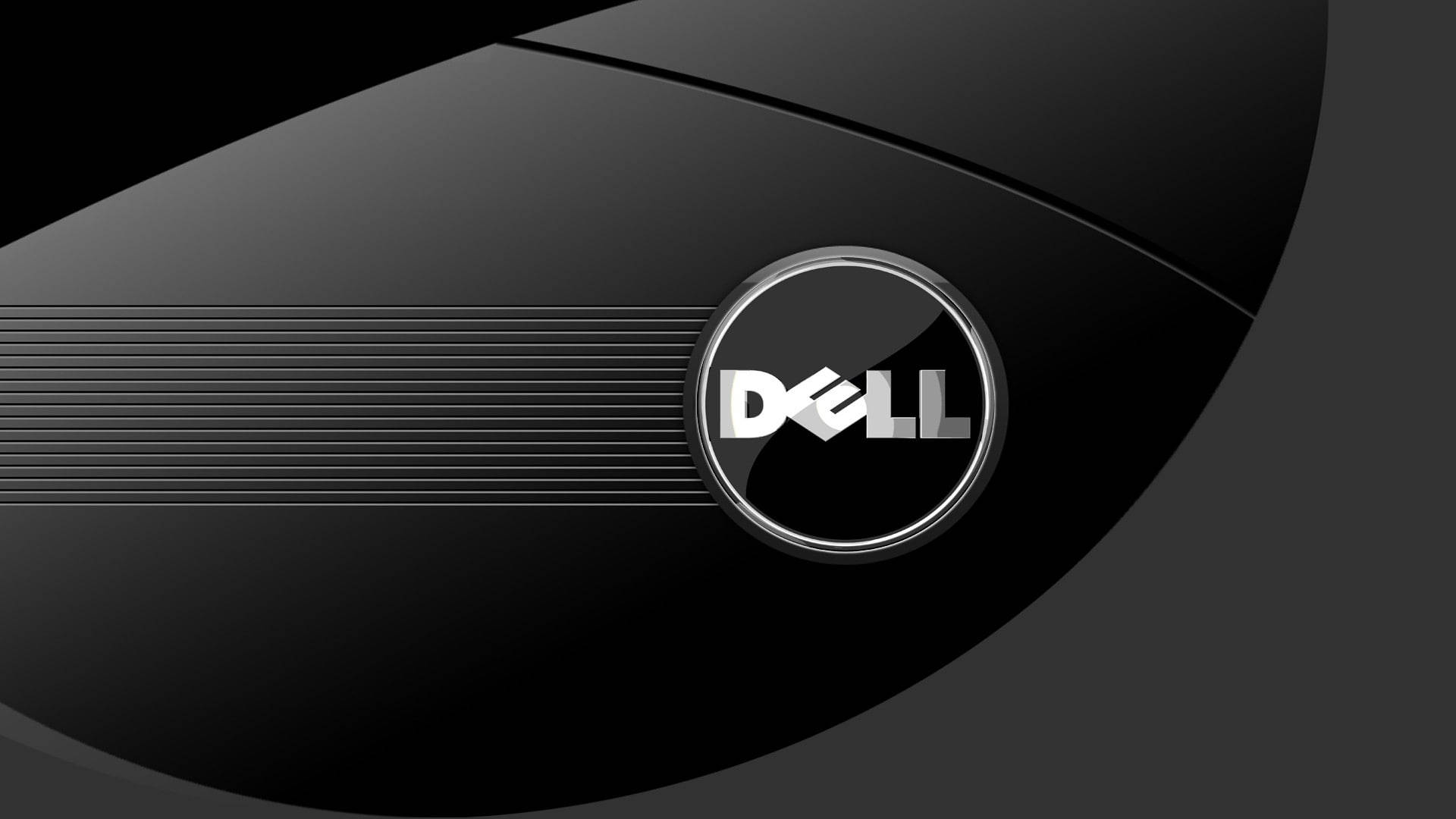 Dell Laptop, sleek black curved surface, silver Dell logo, Full HD Desktop Wallpaper