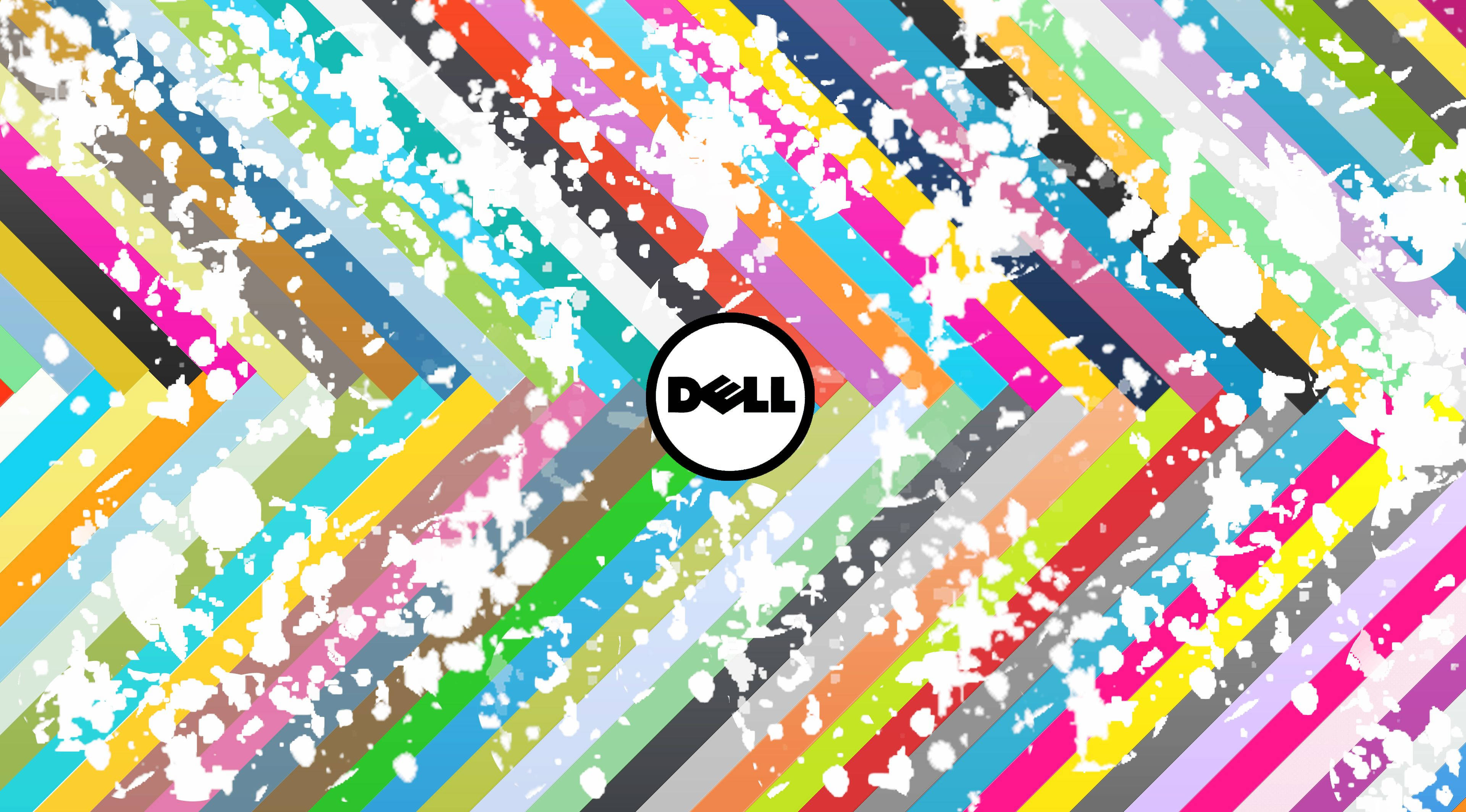 Dell, rainbow colors, white paint, 4K Desktop Wallpaper