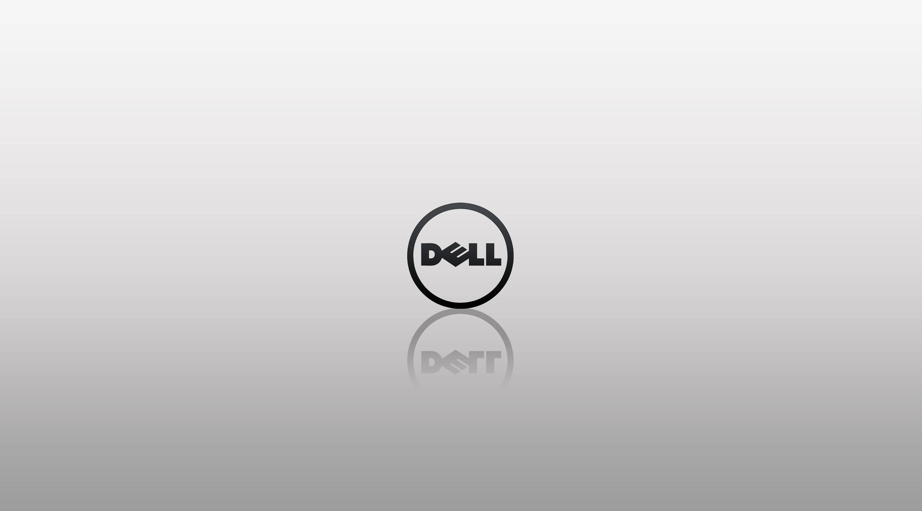 Dell, reflective logo, gradient gray background, 4K Desktop Wallpaper