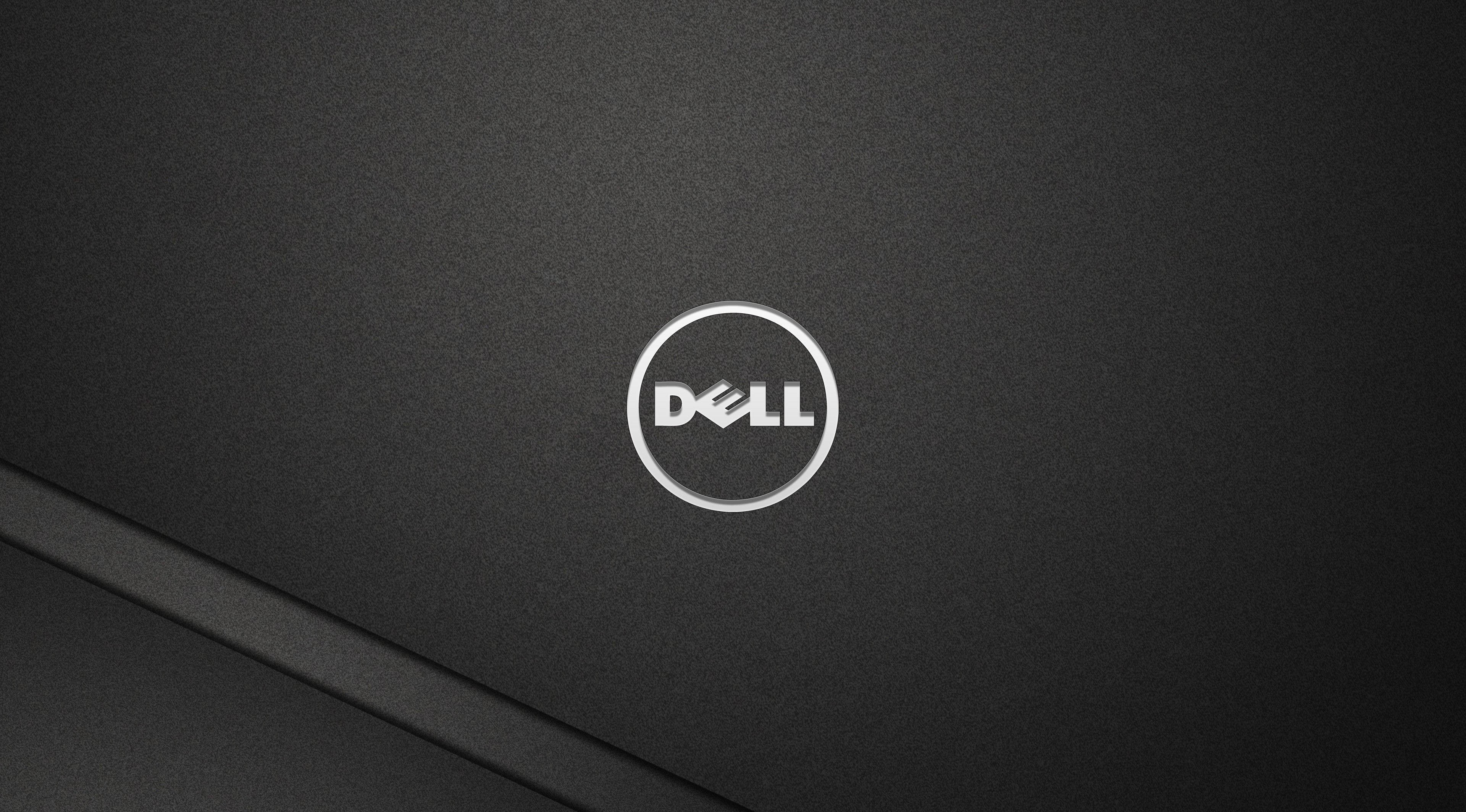 Dell, black, silver logo, 4K Desktop Wallpaper