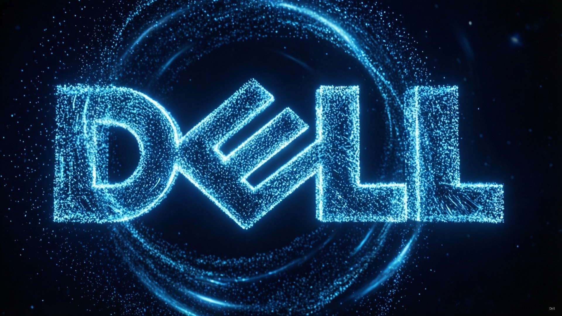 Dell, glowing particle, electric blue, Full HD Desktop Wallpaper