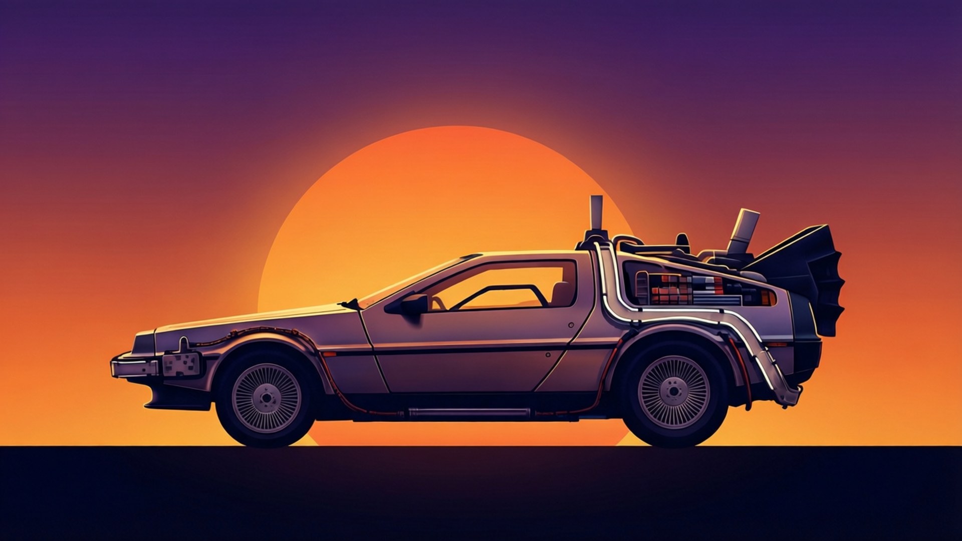 DeLorean, flux capacitor, gull-wing doors, Full HD Desktop Wallpaper