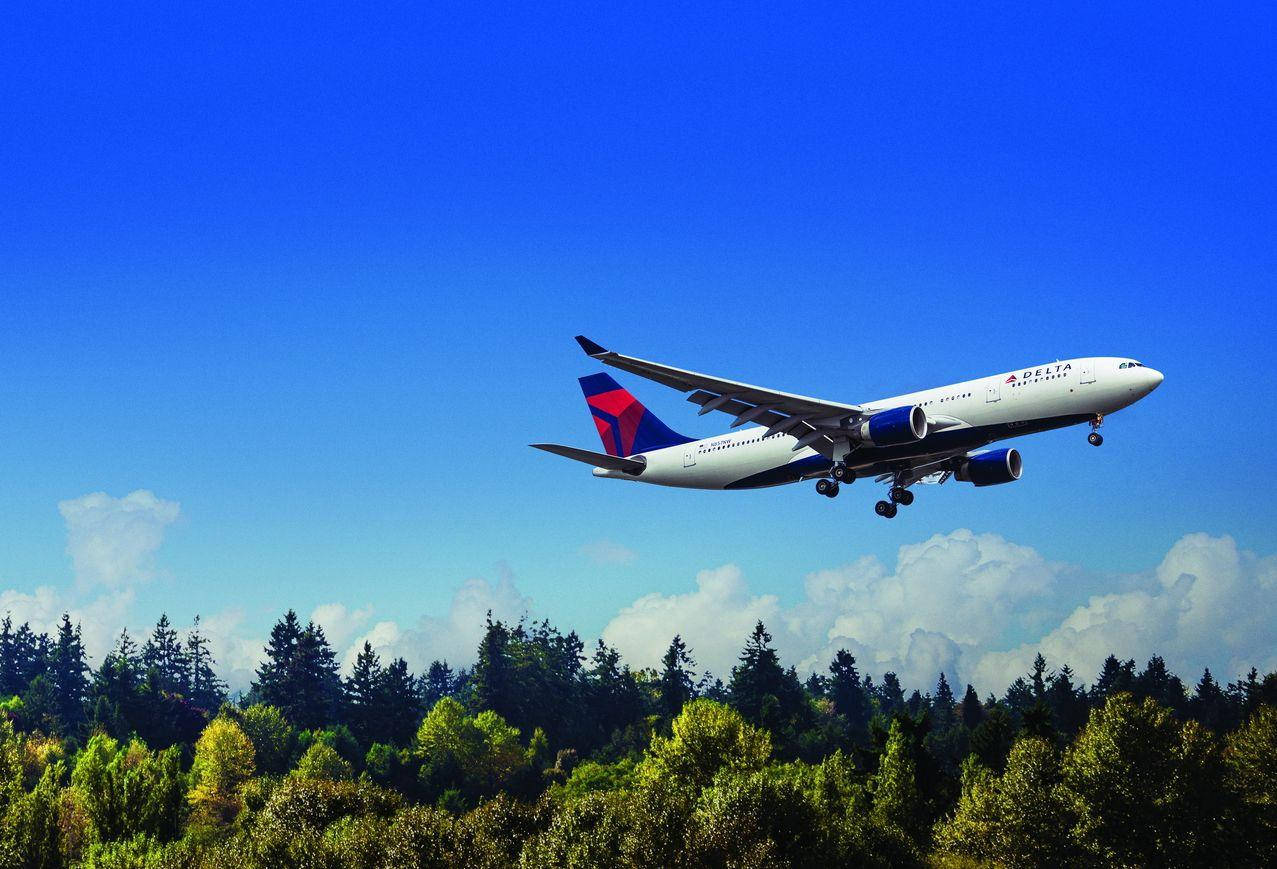 Delta Airlines, airplane, vivid blue sky, SD Desktop Wallpaper