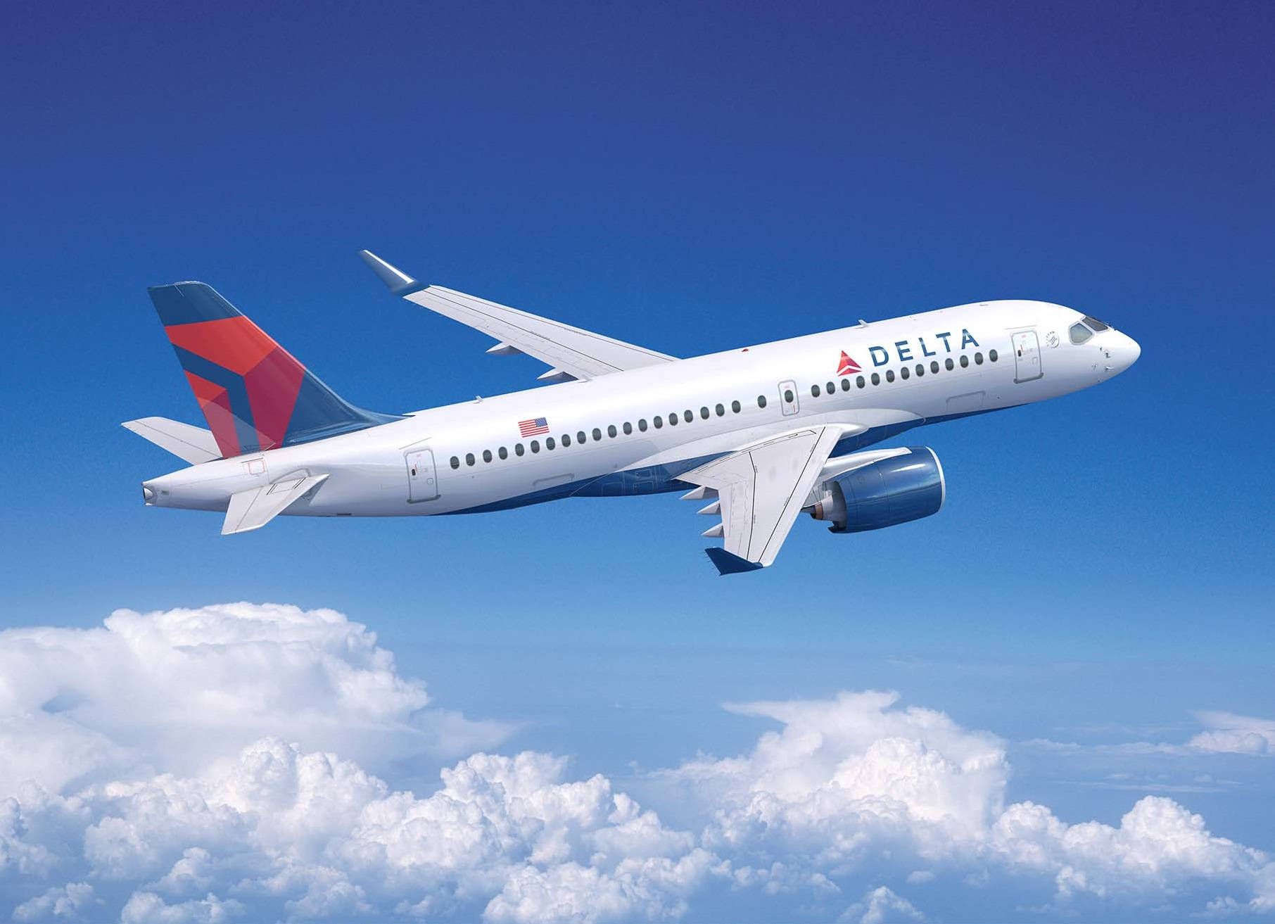 Delta Airlines, airplane, fluffy white clouds, HD Desktop Wallpaper