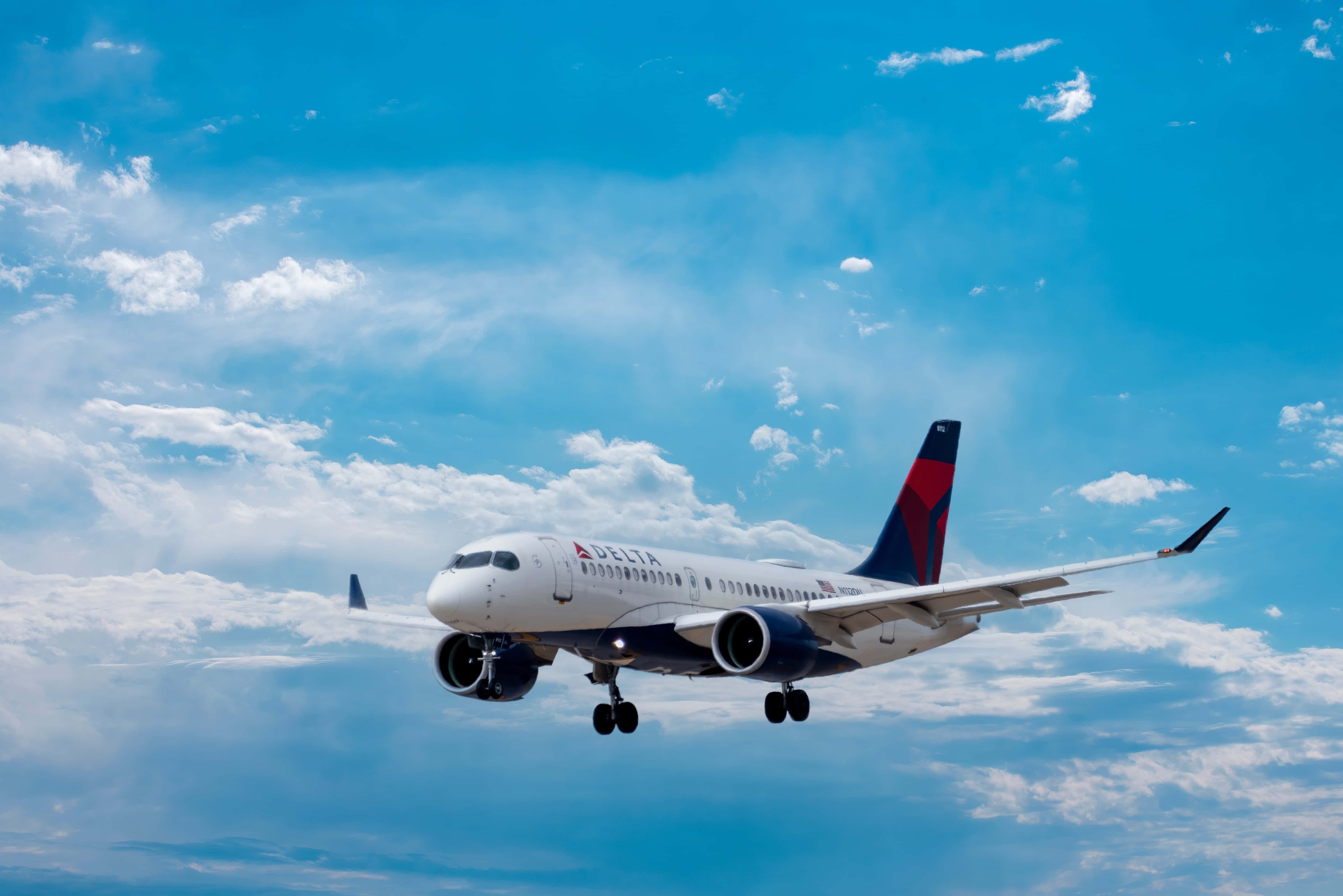 Delta Airlines, plane, clouds, 4K Desktop Wallpaper