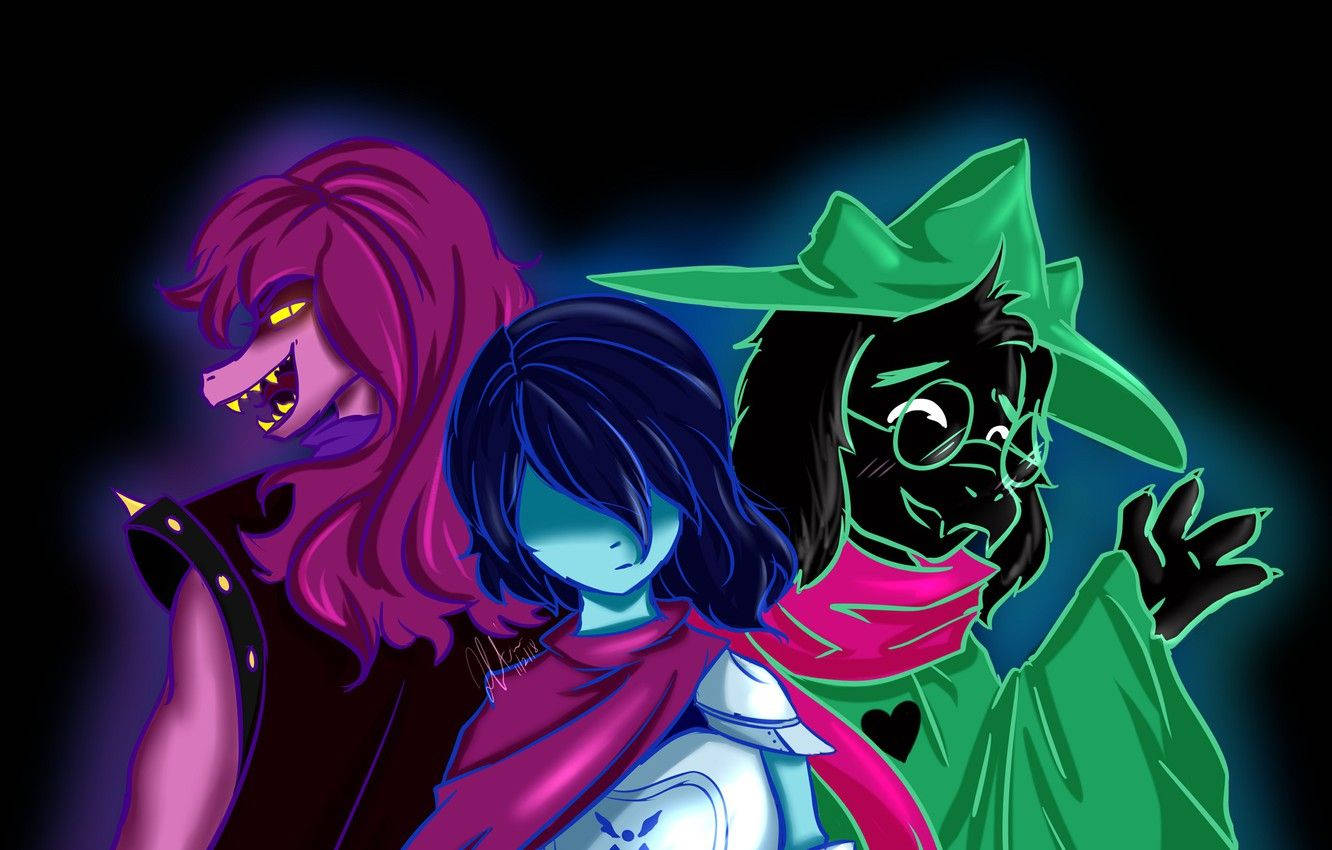 Deltarune, heroes, neon colors, HD Desktop Wallpaper