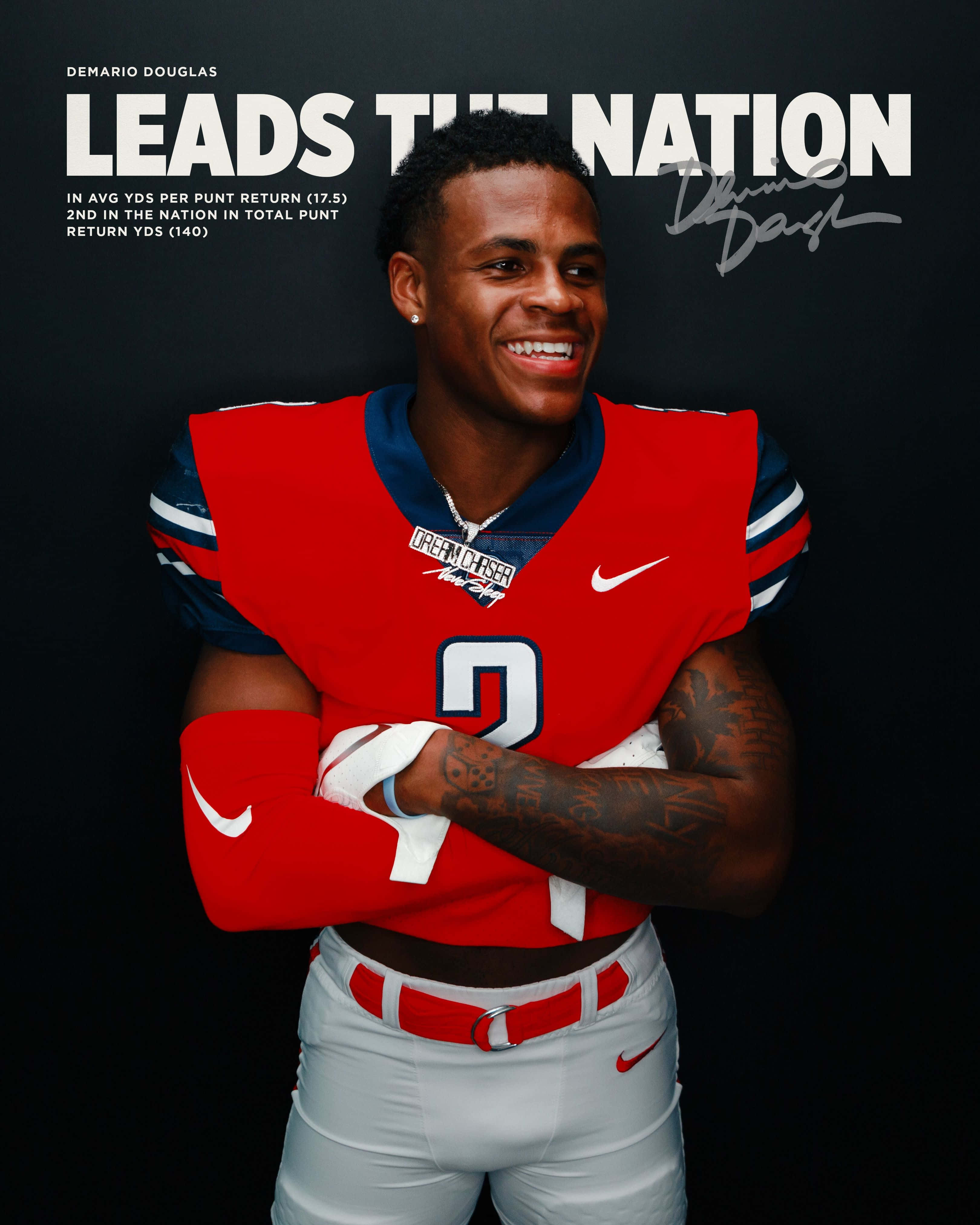 Demario Douglas, red and white football gear, black background, 4K Phone Wallpaper