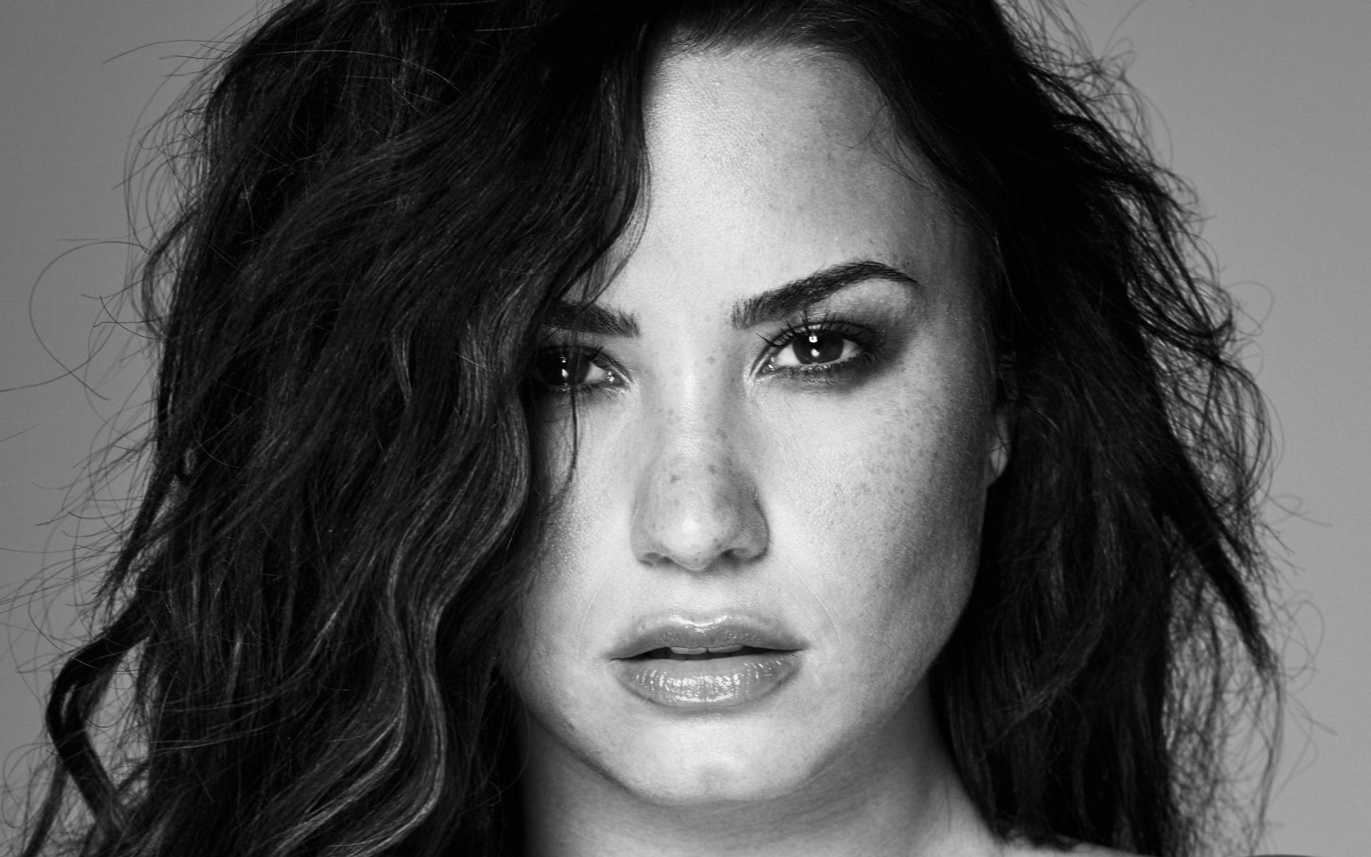 Demi Lovato, grayscale, black and white, Full HD Desktop Wallpaper