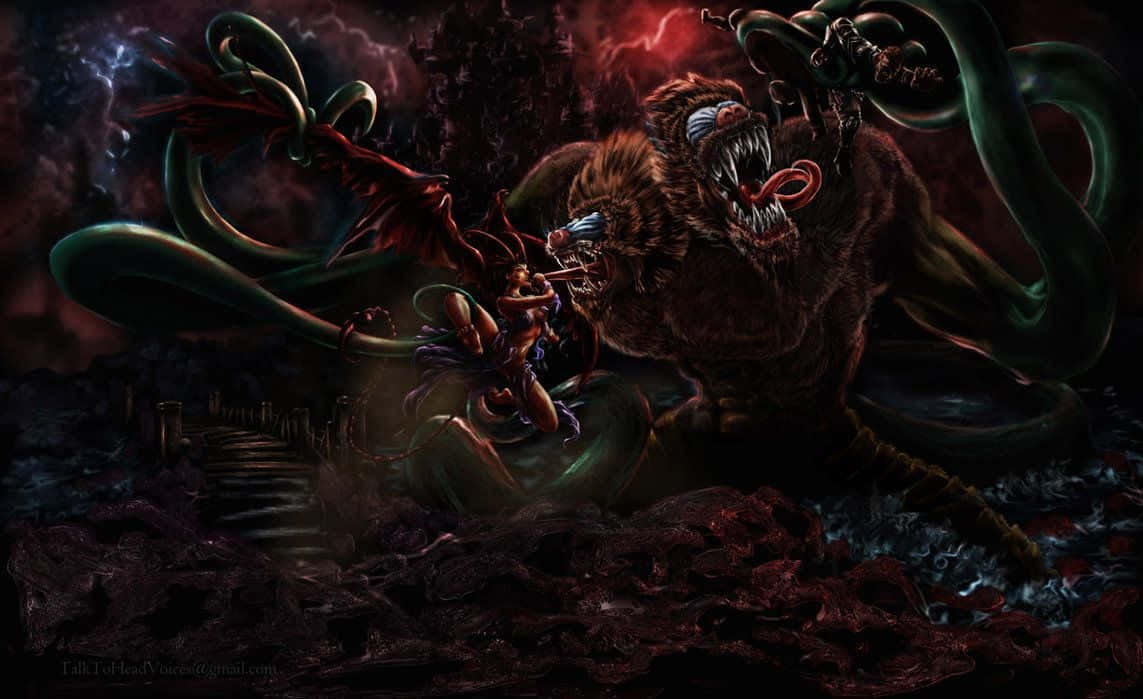 Demogorgon, Stranger Things, stormy red sky, SD Desktop Wallpaper