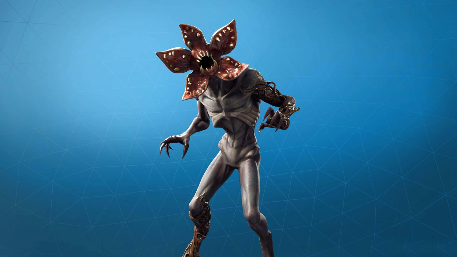 Demogorgon, Stranger Things, blue geometric background, Full HD Desktop Wallpaper