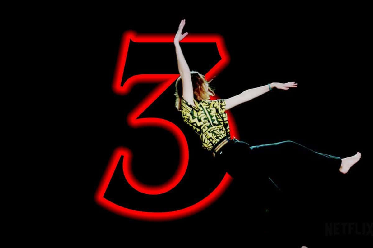 Demogorgon, Stranger Things, glowing red neon number three, SD Desktop Wallpaper
