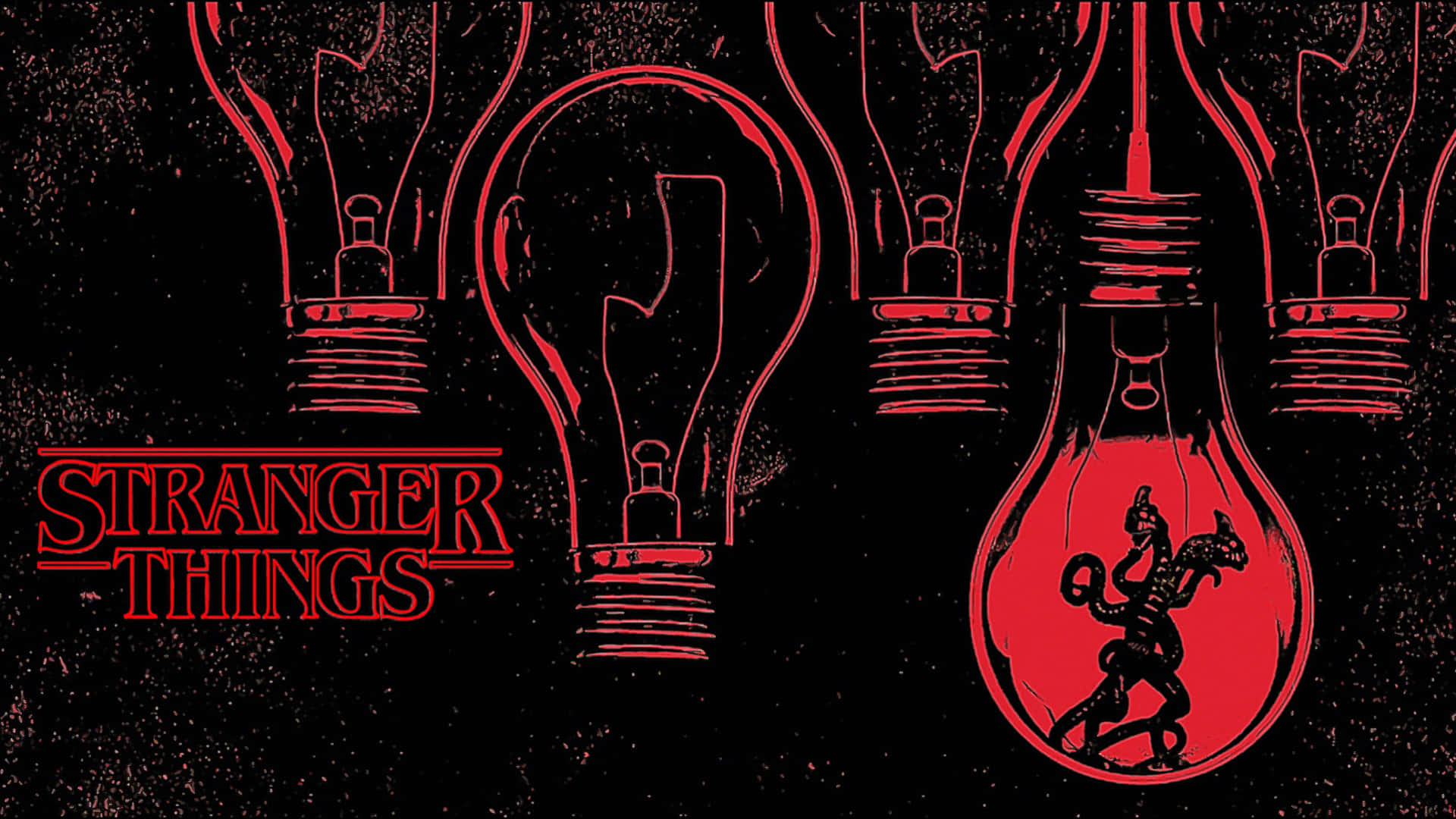 Demogorgon, Stranger Things, red outlined light bulbs, Full HD Desktop Wallpaper